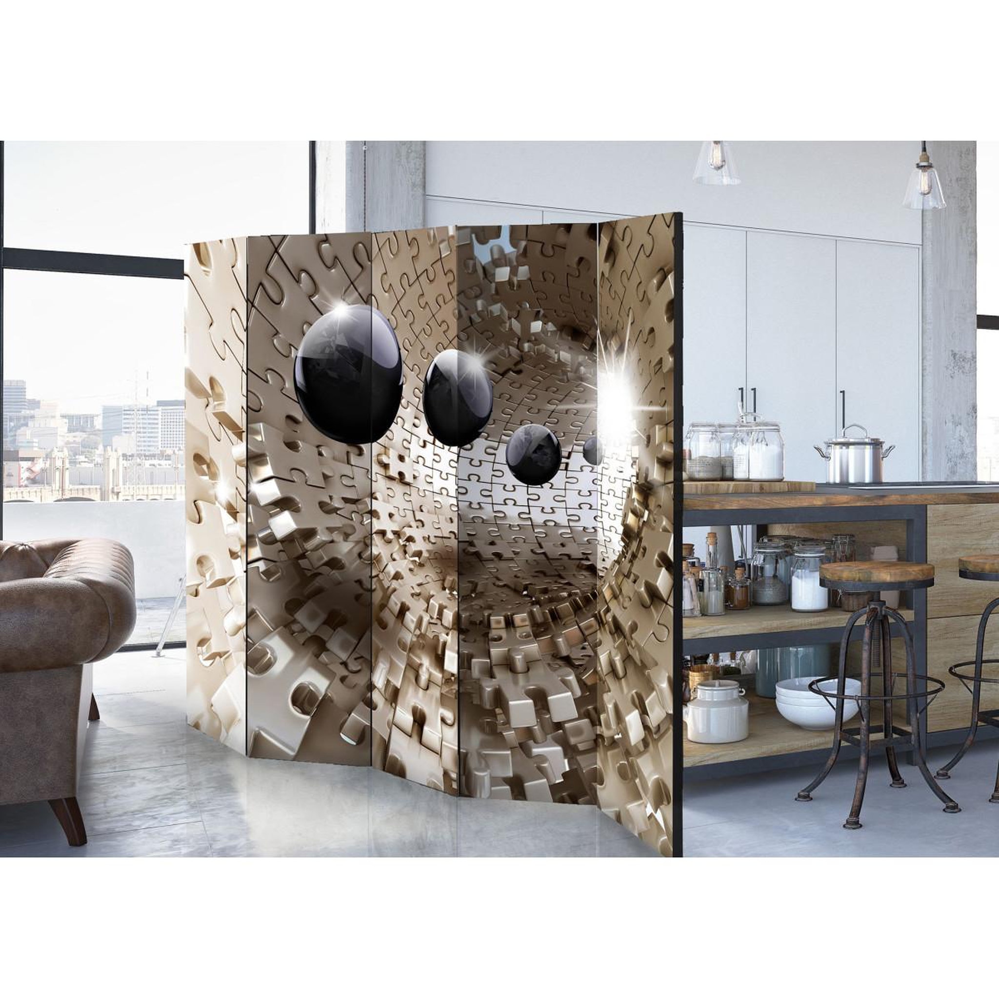 Voir la diapositive 2 : Paris Prix Paravent 5 volets  golden jigsaw  172x225cm