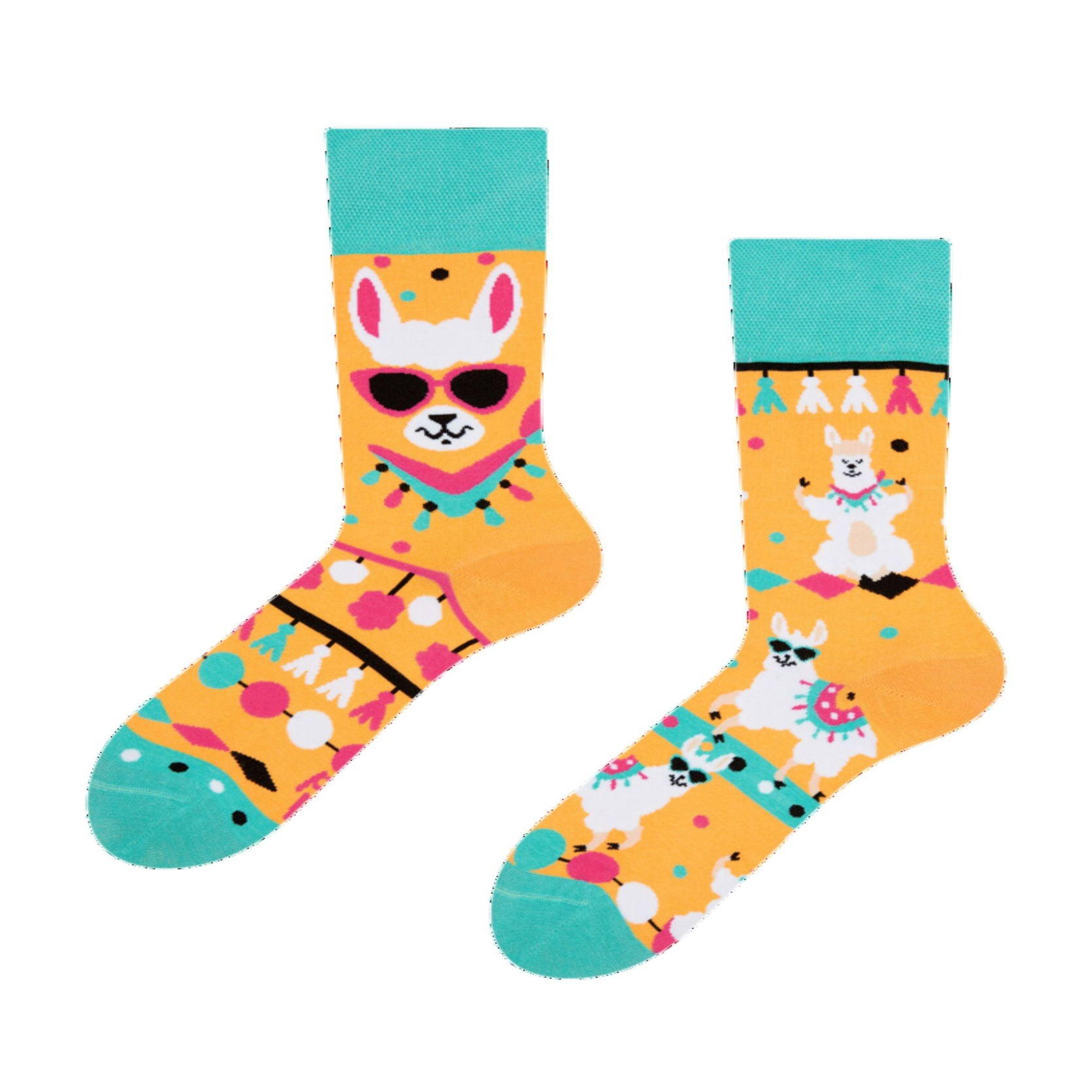 DEDOLES Chaussettes lamas sympas. Coloris disponibles : Orange
