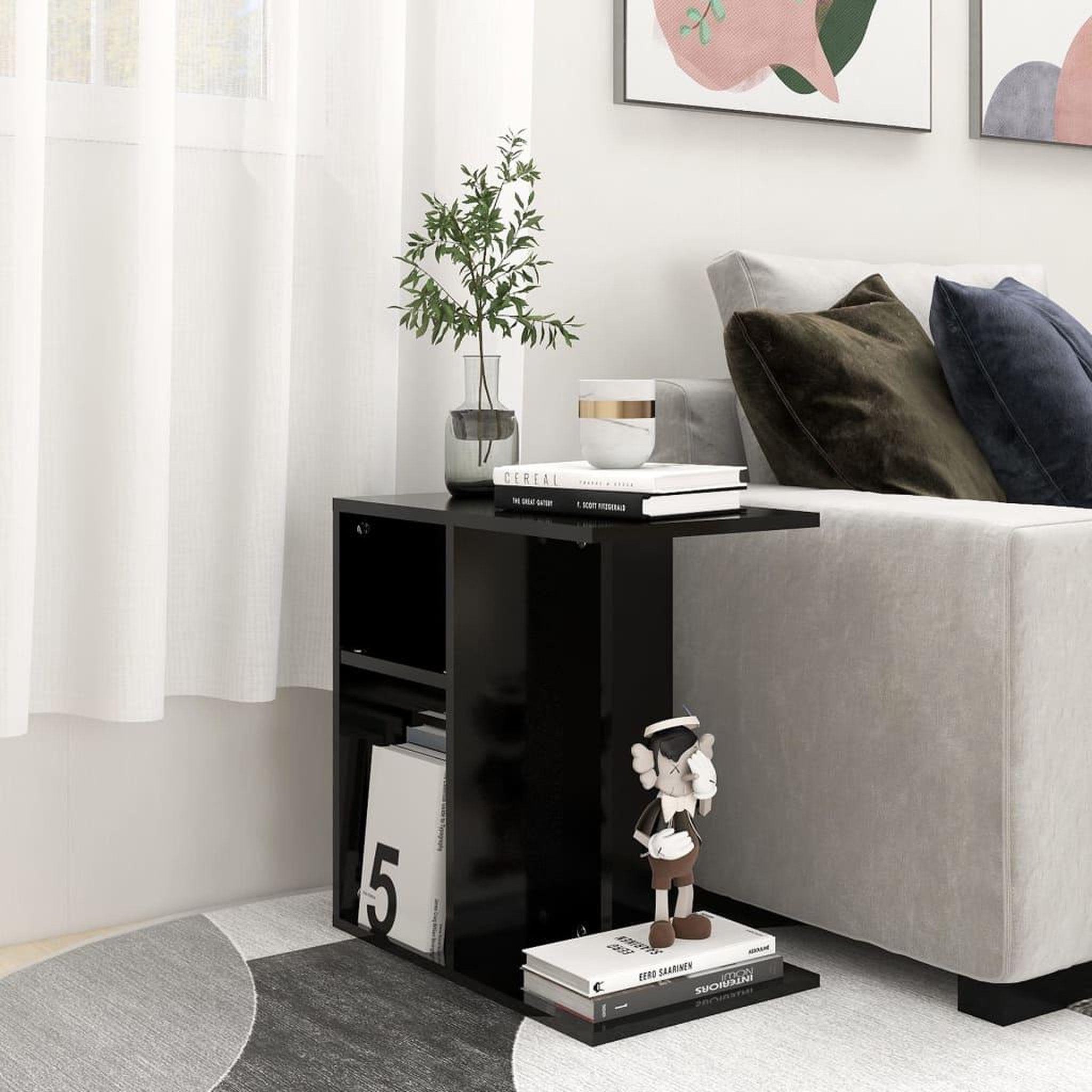 Voir la diapositive 1 : VIDAXL Table d'appoint Noir 50x30x50 cm Bois d'ingenierie