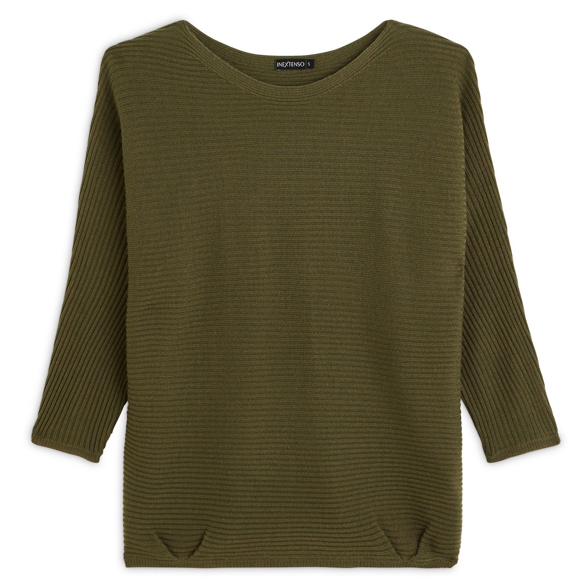 IN EXTENSO Pull manches 3/4 vert kaki femme