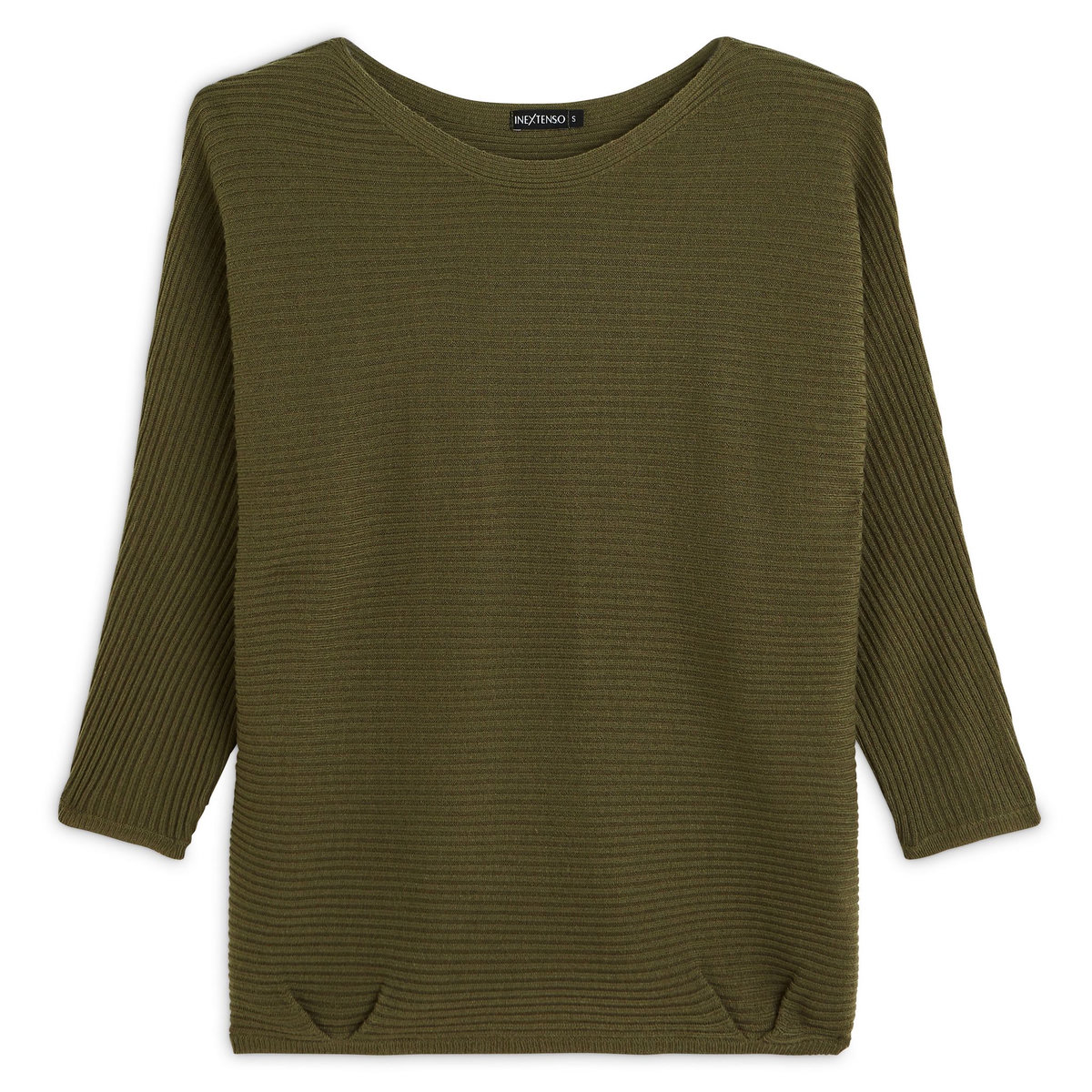 IN EXTENSO Pull manches 3/4 vert kaki femme