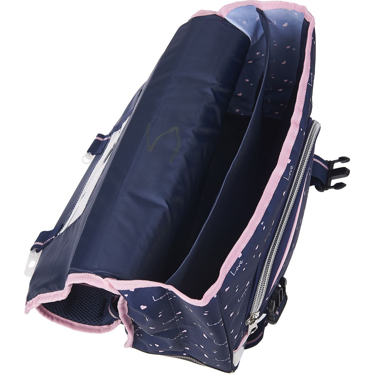 Love Love Cartable 38 cm CP/CE1/CE2 bleu et argent 
