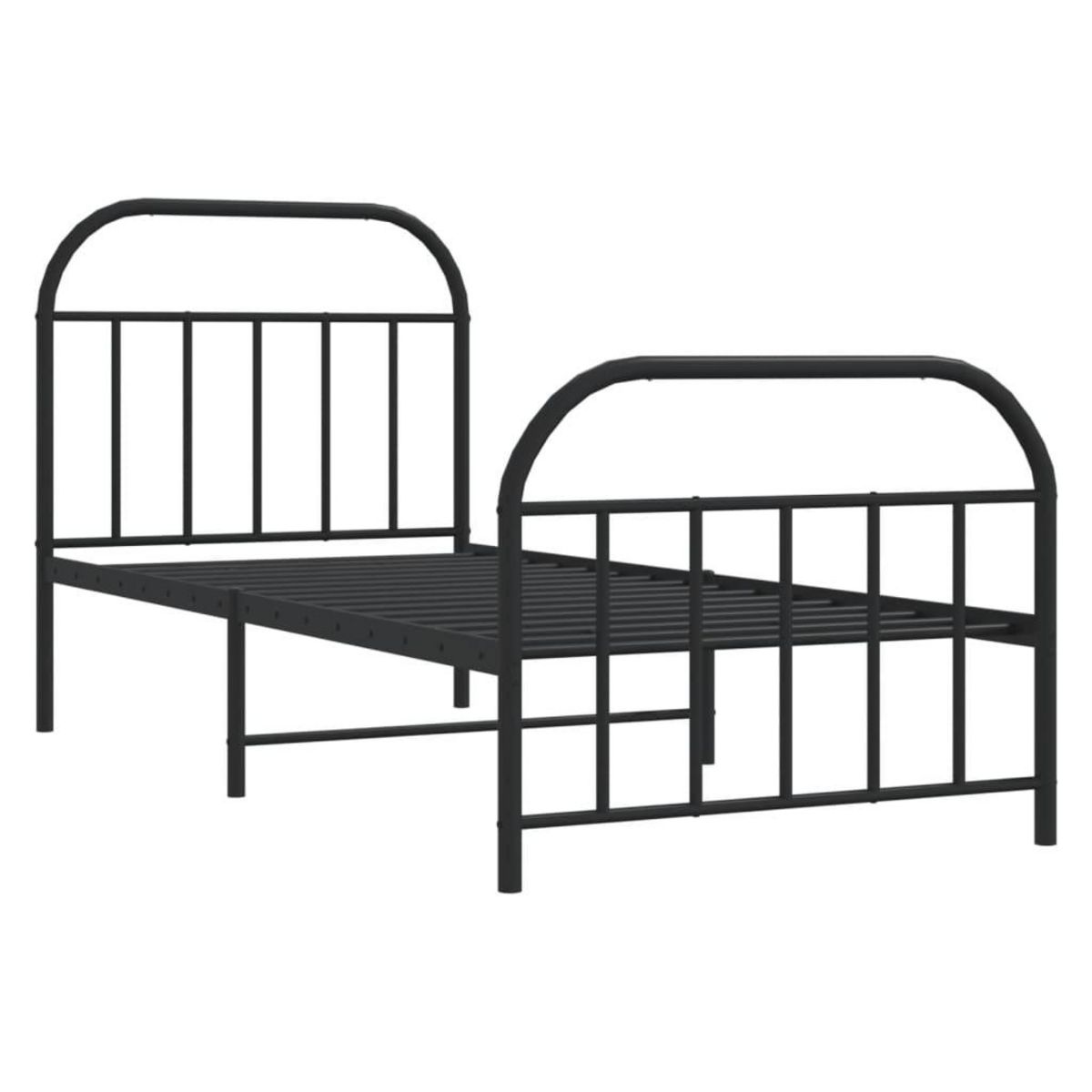 VIDAXL Cadre de lit metal sans matelas avec pied de lit noir 90x190 cm
