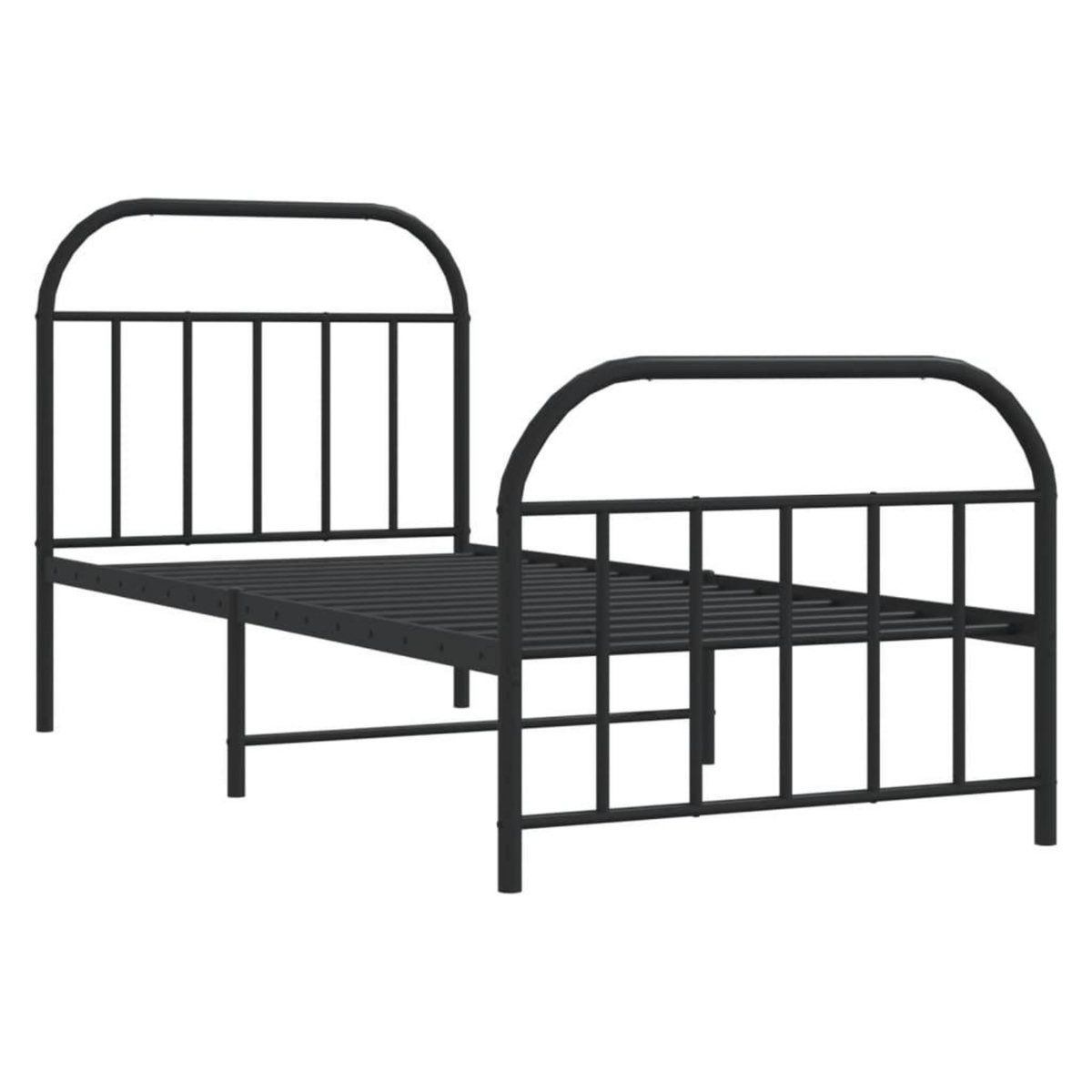VIDAXL Cadre de lit metal sans matelas avec pied de lit noir 90x190 cm