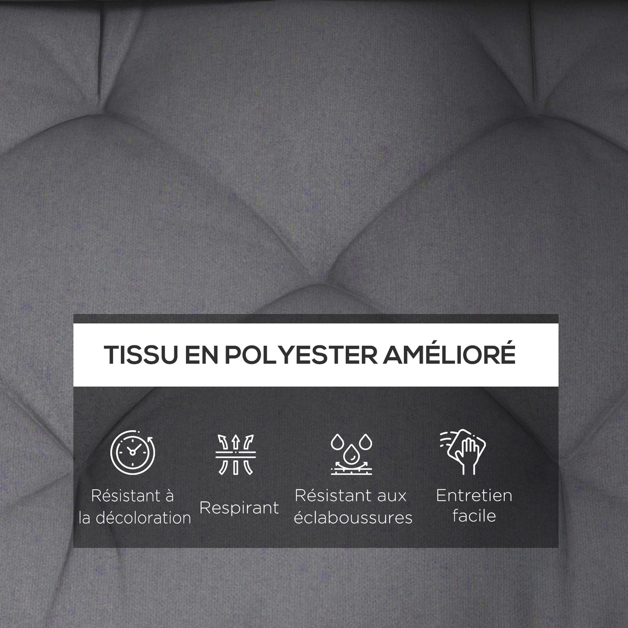 Voir la diapositive 3 : OUTSUNNY Ensemble de 3 coussins d'extérieur assise dossier latéral canapé gris