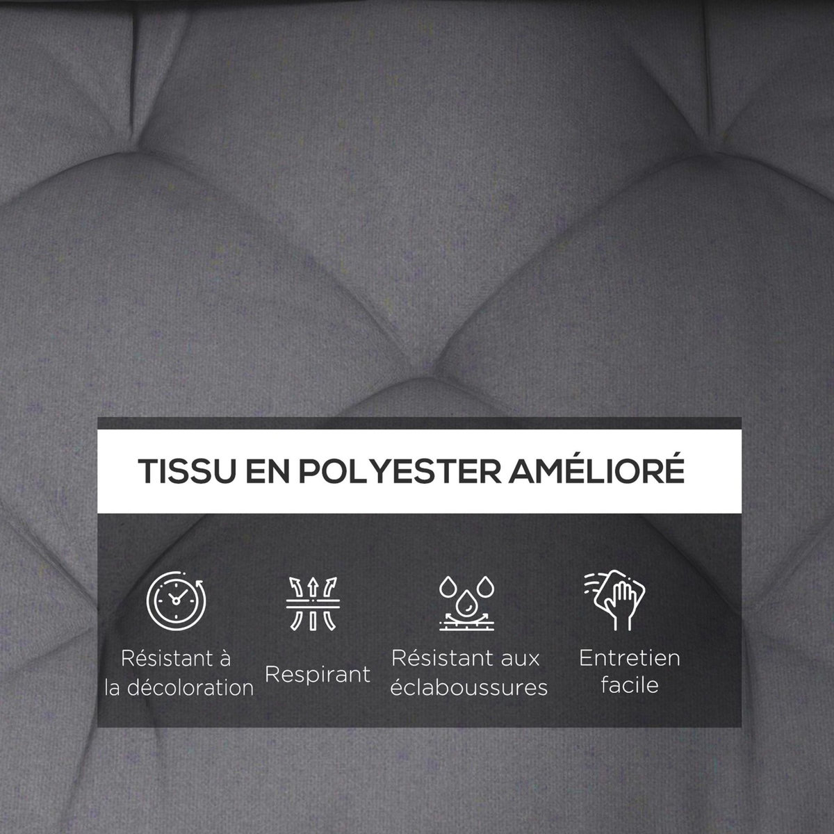 OUTSUNNY Ensemble de 3 coussins d'extérieur assise dossier latéral canapé gris