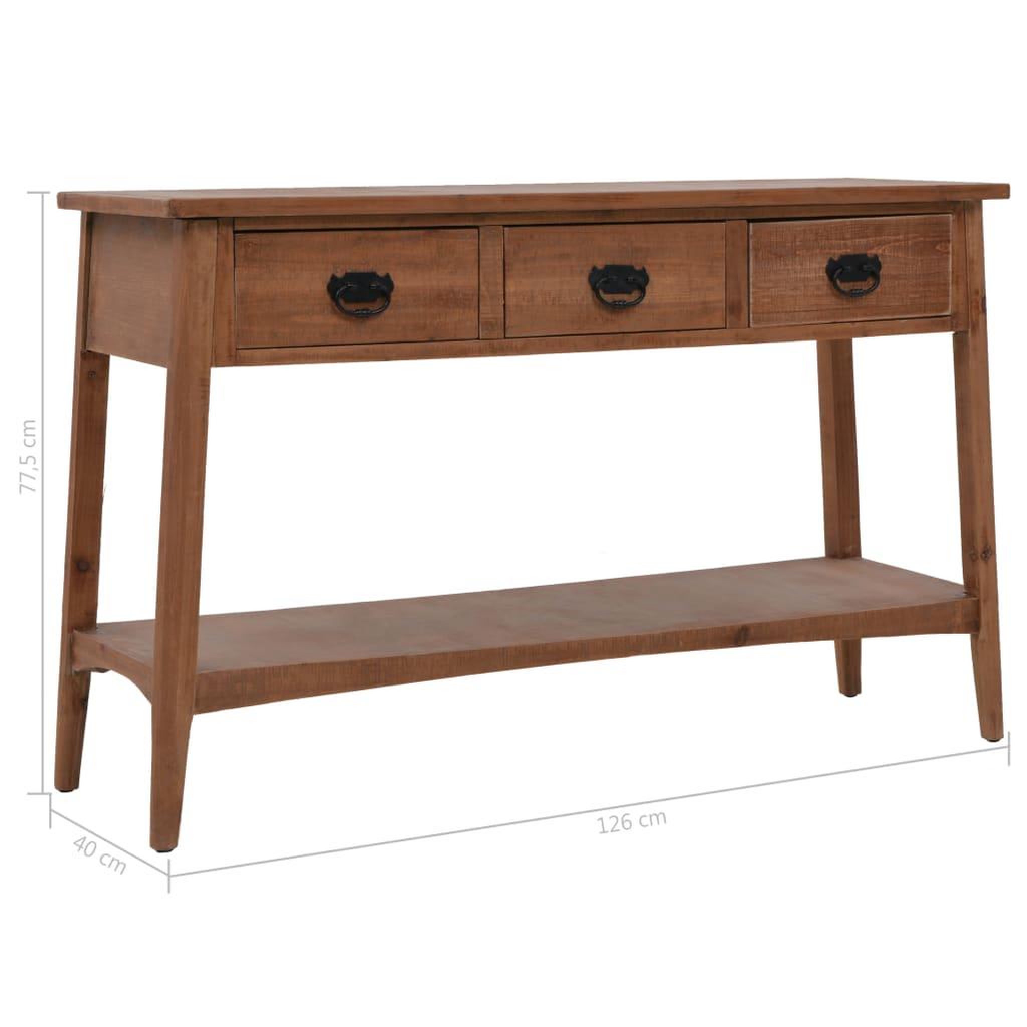 Voir la diapositive 6 : VIDAXL Table console bois de sapin massif 126 x 40 x 77,5 cm marron