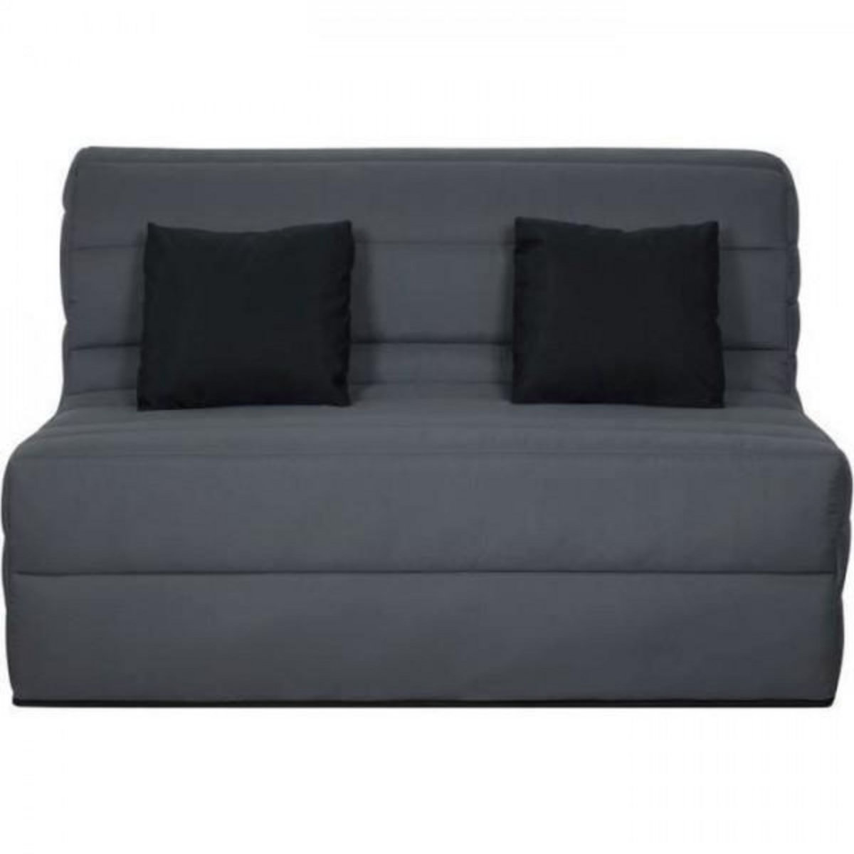 DUNLOPILLO Banquette BZ Dunlopillo - Tissu Gris - 140 x 190 cm - Matelas 12cm - 2 coussins noir