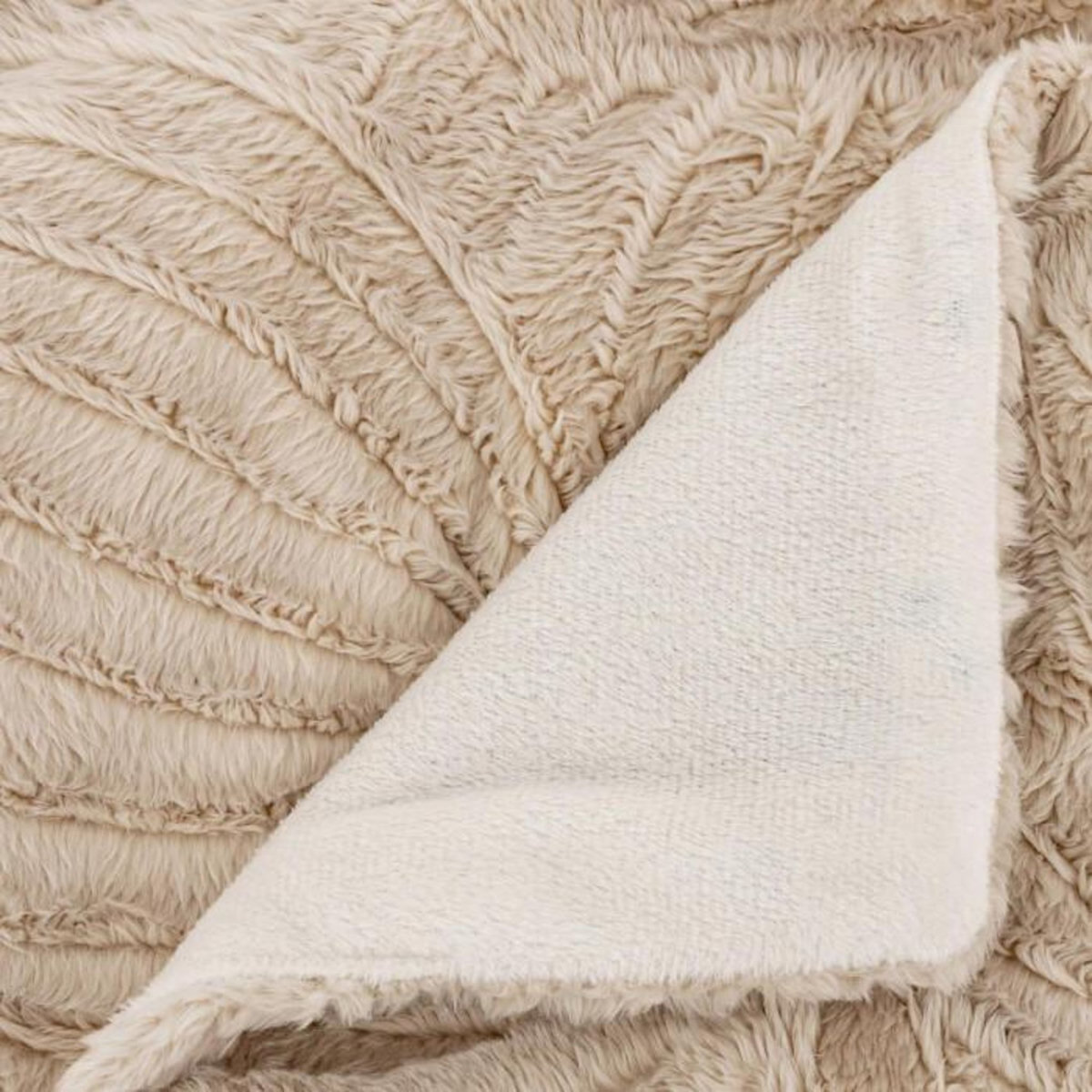 ATMOSPHERA Plaid Imitation Fourrure  Automne  120x160cm Ivoire