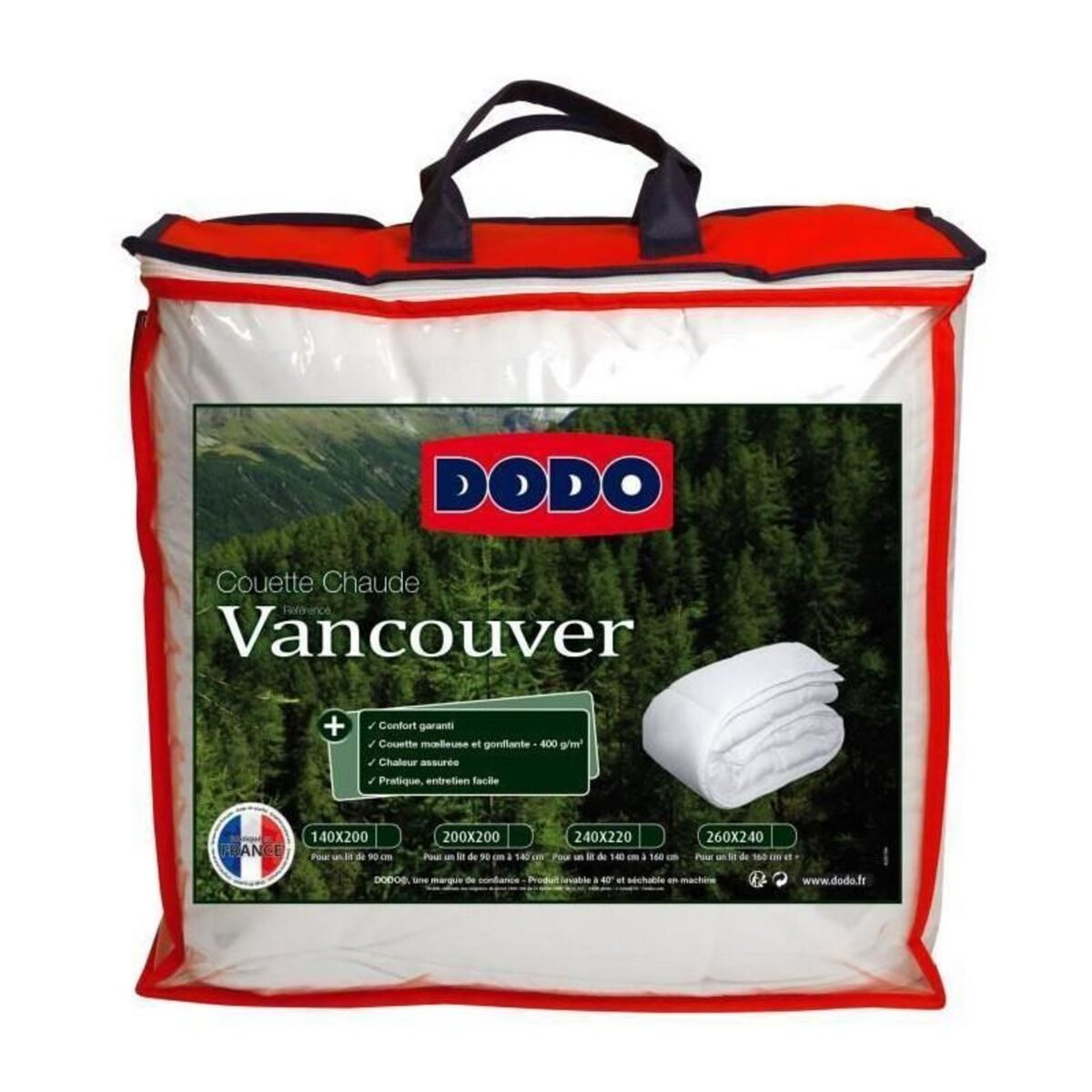 DODO DODO Couette chaude 400gr/m2 VANCOUVER 140x200 cm blanc