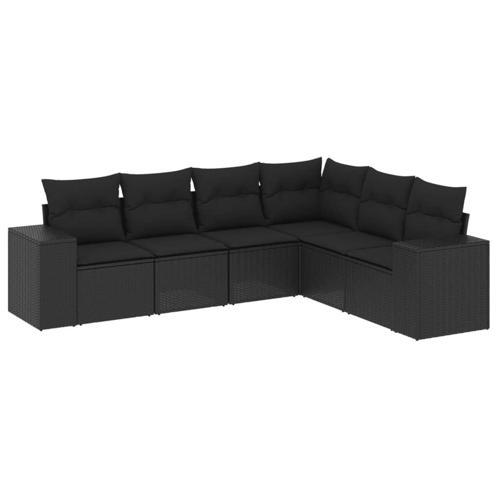 Voir la diapositive 2 : VIDAXL Salon de jardin 6 pcs avec coussins noir resine tressee
