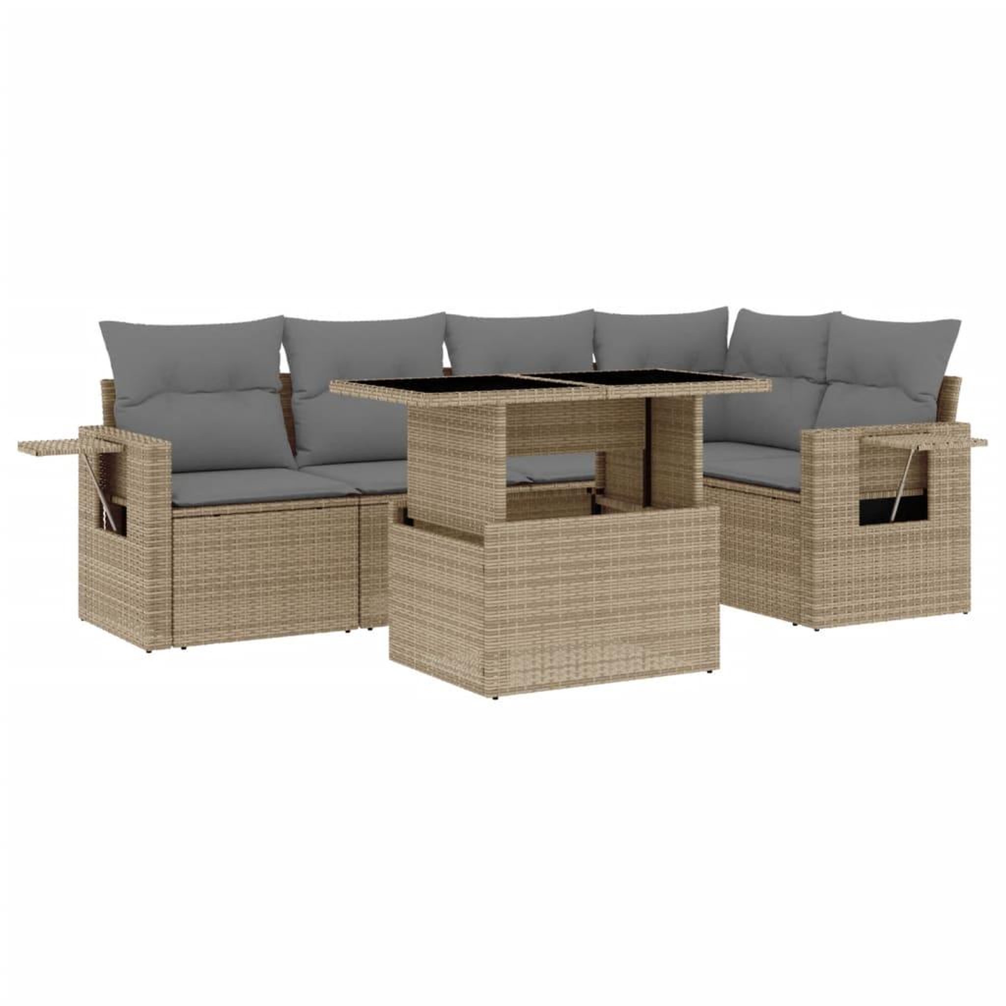 Voir la diapositive 2 : VIDAXL Salon de jardin avec coussins 6 pcs beige resine tressee