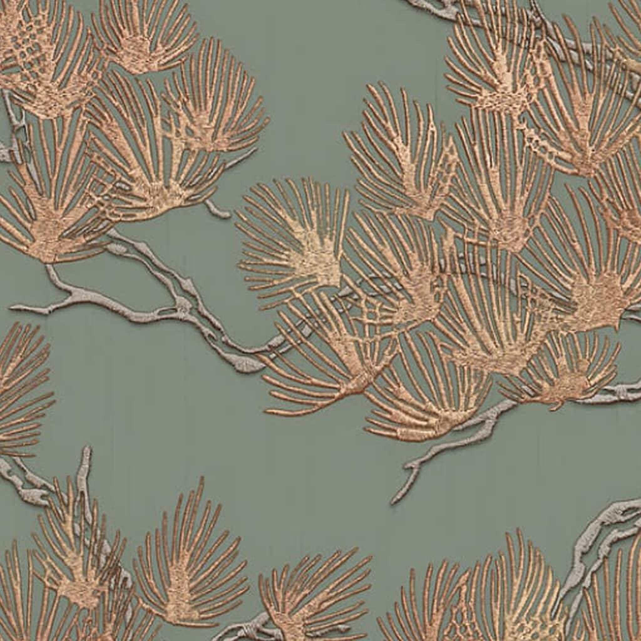 Voir la diapositive 3 : DUTCH WALLCOVERINGS DUTCH WALLCOVERINGS Papier peint Motif avec pins Vert