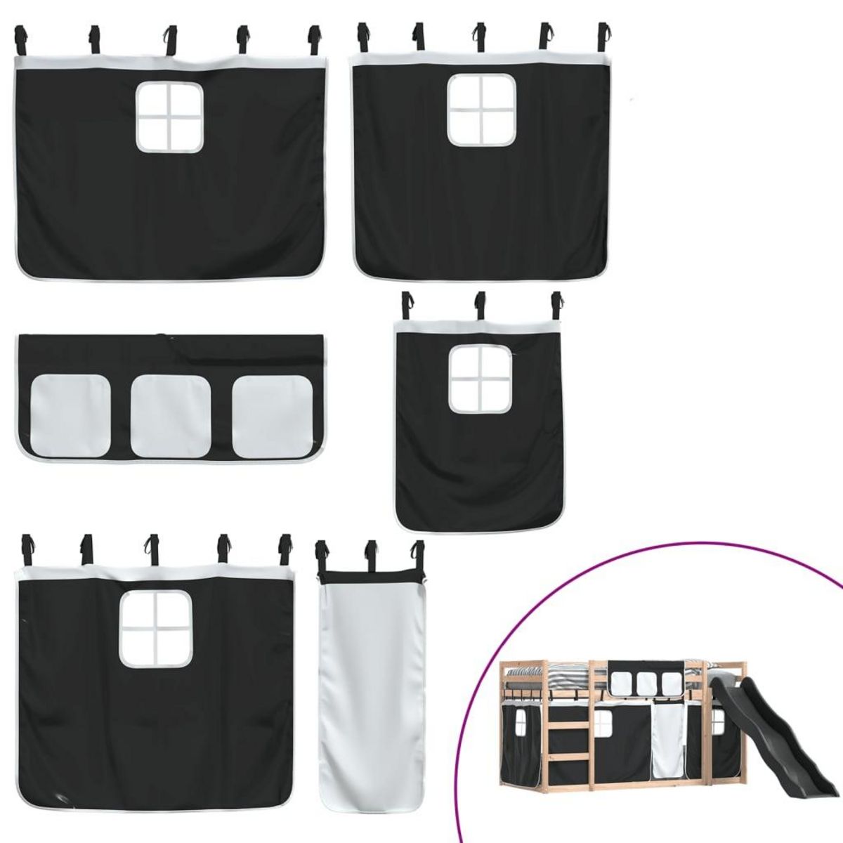 VIDAXL Lit superpose sans matelas avec toboggan blanc noir 90x190 cm