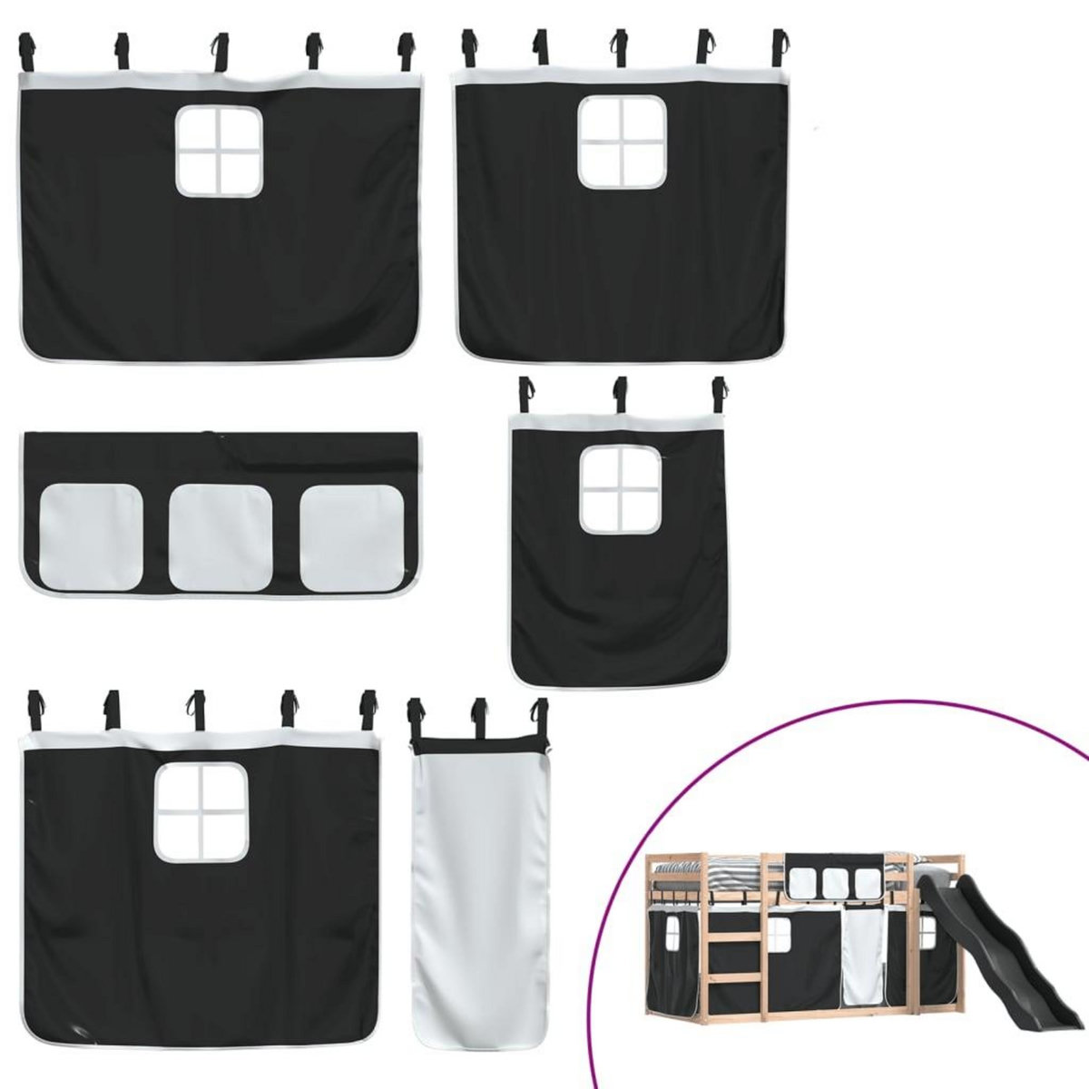 VIDAXL Lit superpose sans matelas avec toboggan blanc noir 90x190 cm