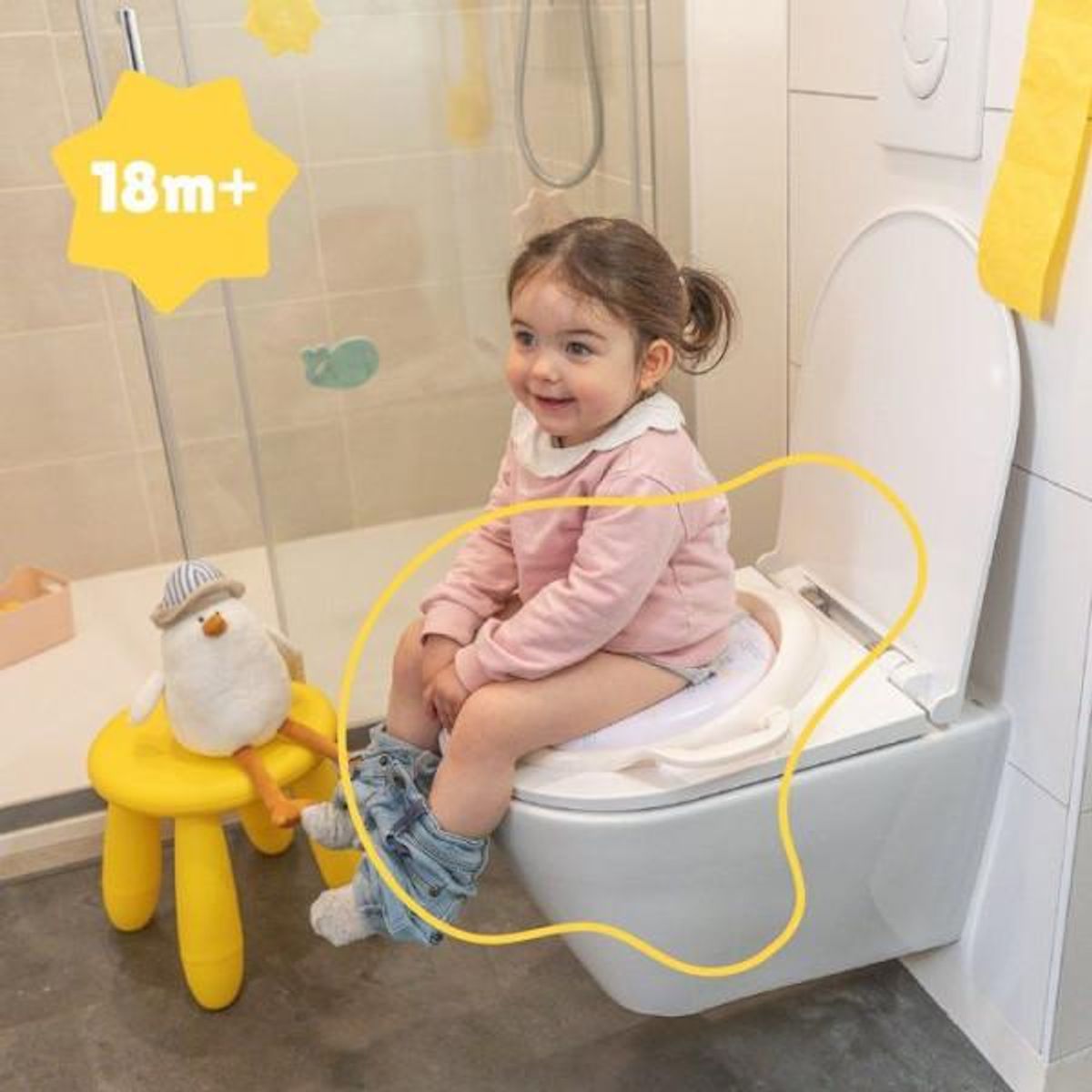 BADABULLE Badabulle - Pot Bebe Toilette avec Cuvette Amovible - Assise Ergonomique - Nettoyage Facile - Des 12 Mois - Mouette
