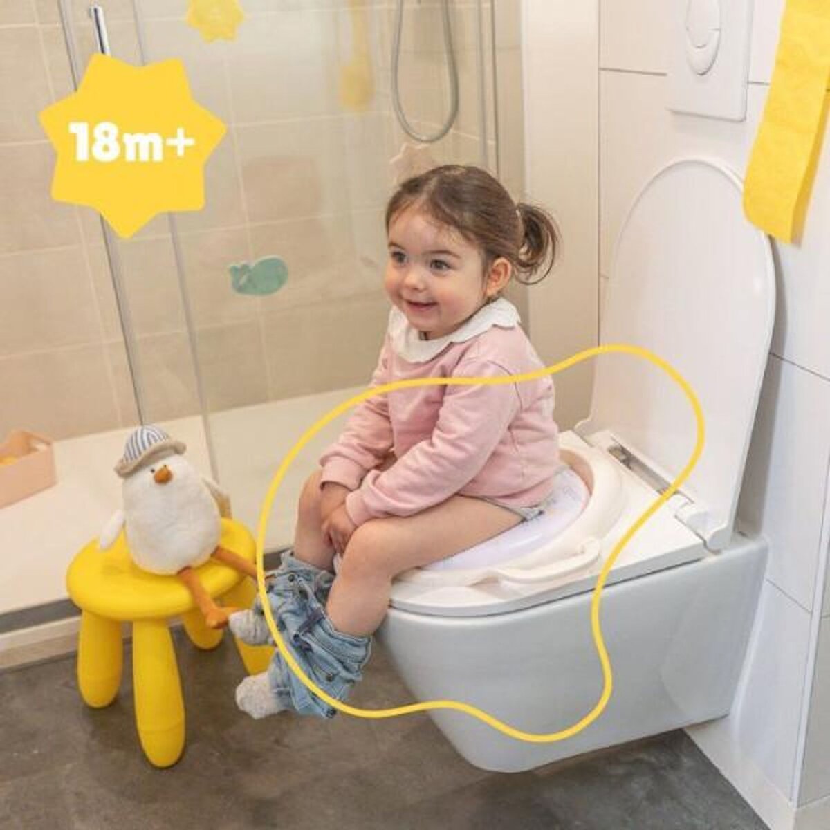 BADABULLE Badabulle - Pot Bebe Toilette avec Cuvette Amovible - Assise Ergonomique - Nettoyage Facile - Des 12 Mois - Mouette