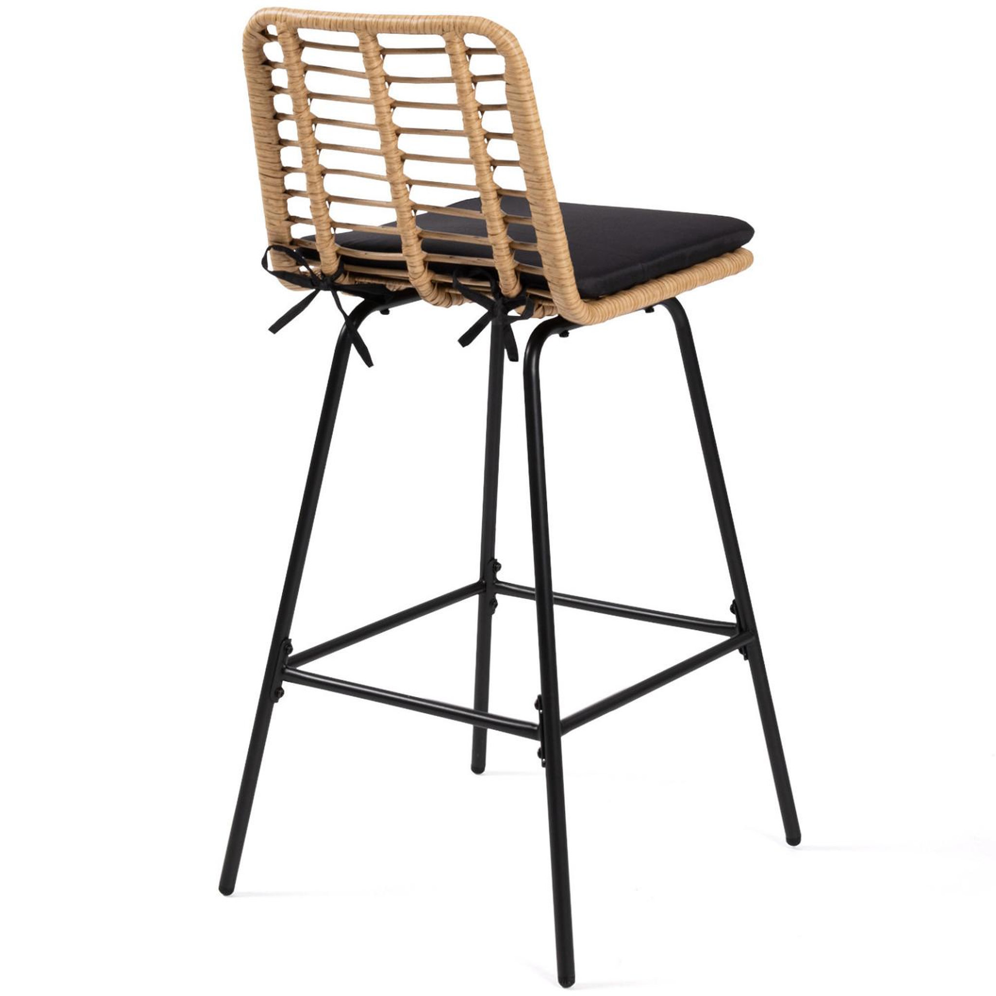 Voir la diapositive 5 : ID MARKET Lot de 4 tabourets de bar summer effet rotin pied métal noir