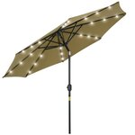 OUTSUNNY Parasol octogonal inclinable Ø 2,67 x 2,4 m lumineux solaire 24 LED polyester haute densité 180 g/m² kaki