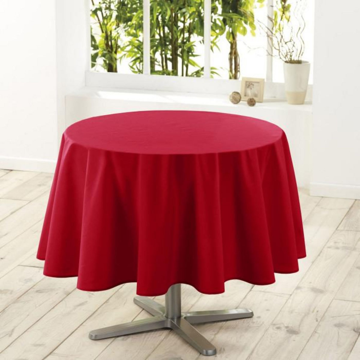 Paris Prix Nappe Ronde Antitache  Essentiel  180cm Rouge