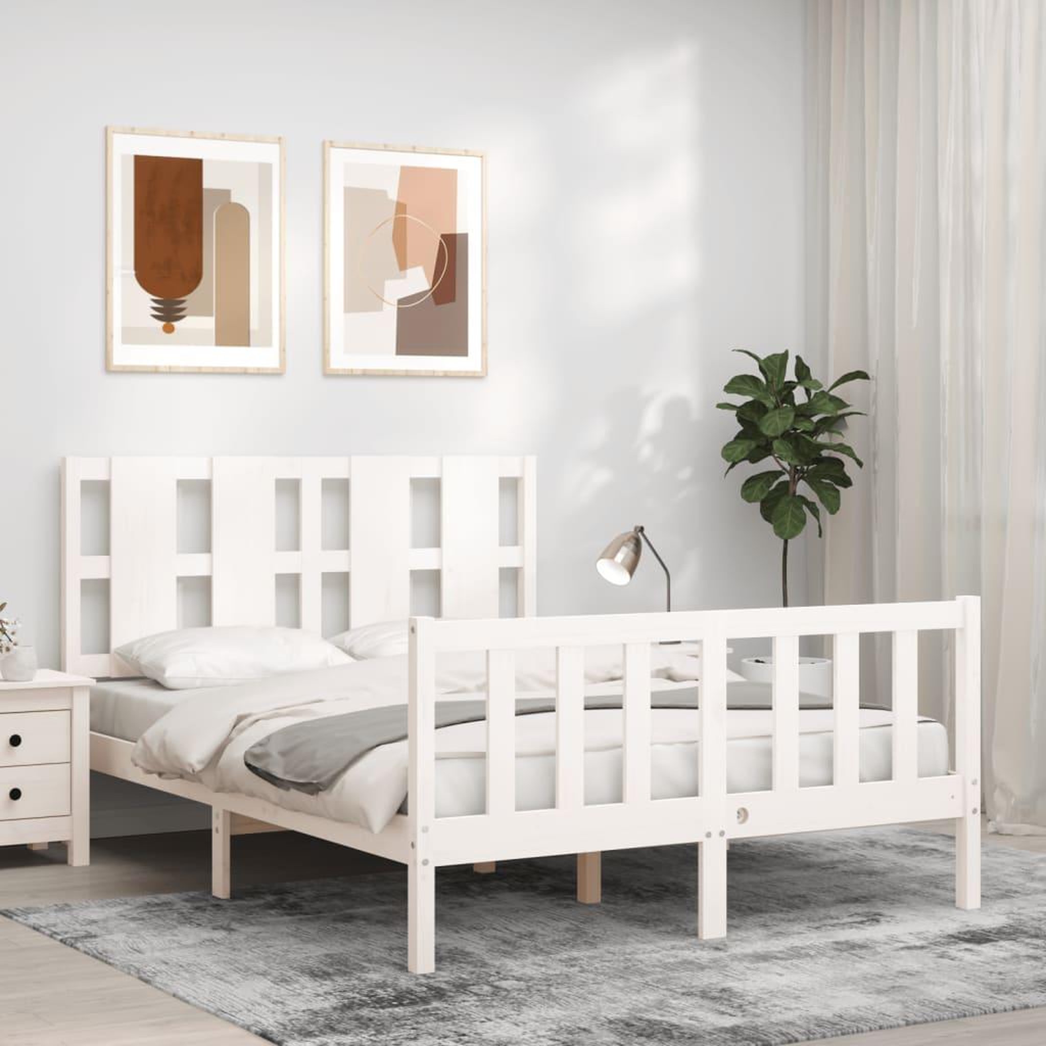 Voir la diapositive 1 : VIDAXL Cadre de lit sans matelas blanc bois de pin massif