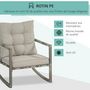 Voir la diapositive 4 : OUTSUNNY Ensemble de jardin 3 pièces 2 fauteuils à bascule table basse coussins inclus métal époxy résine tressée PE polyester gris