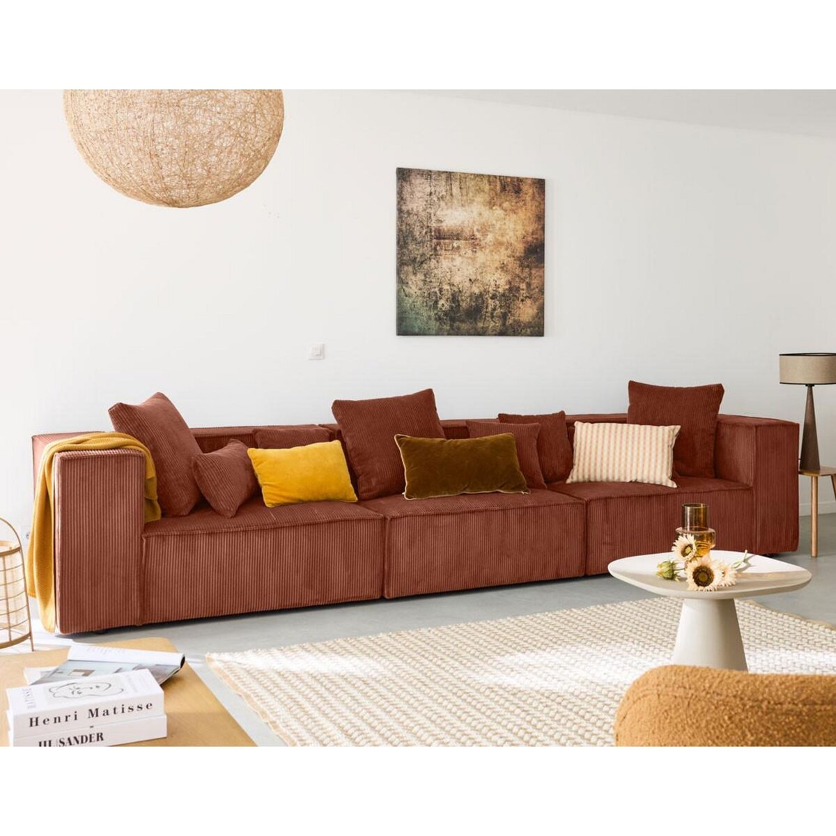 LISA DESIGN Colombine - canapé modulable droit - 3 places - en velours côtelé