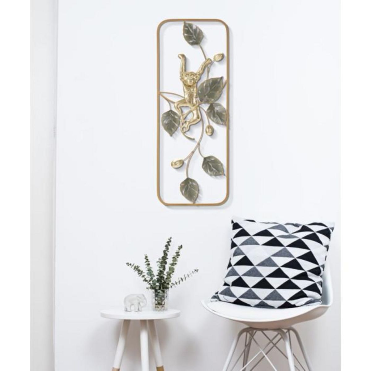 Paris Prix Décoration Murale Encadrée en Métal  Monkey  74cm Or & Vert