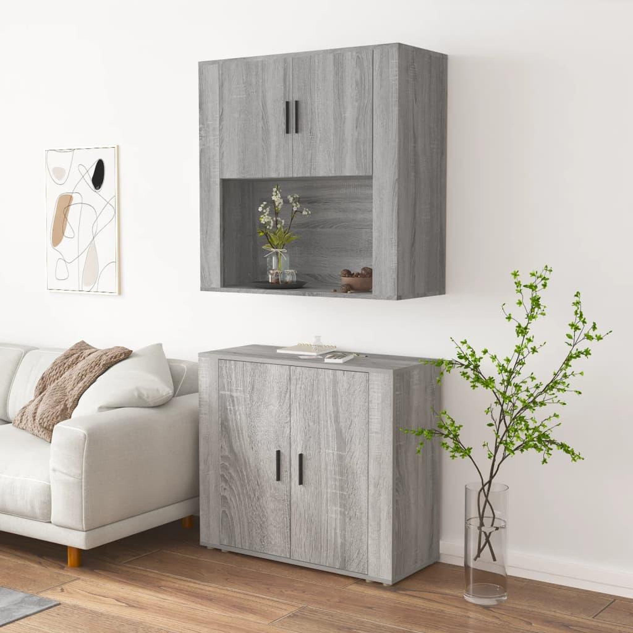 Voir la diapositive 4 : VIDAXL Buffet haut Sonoma gris Bois d'ingenierie