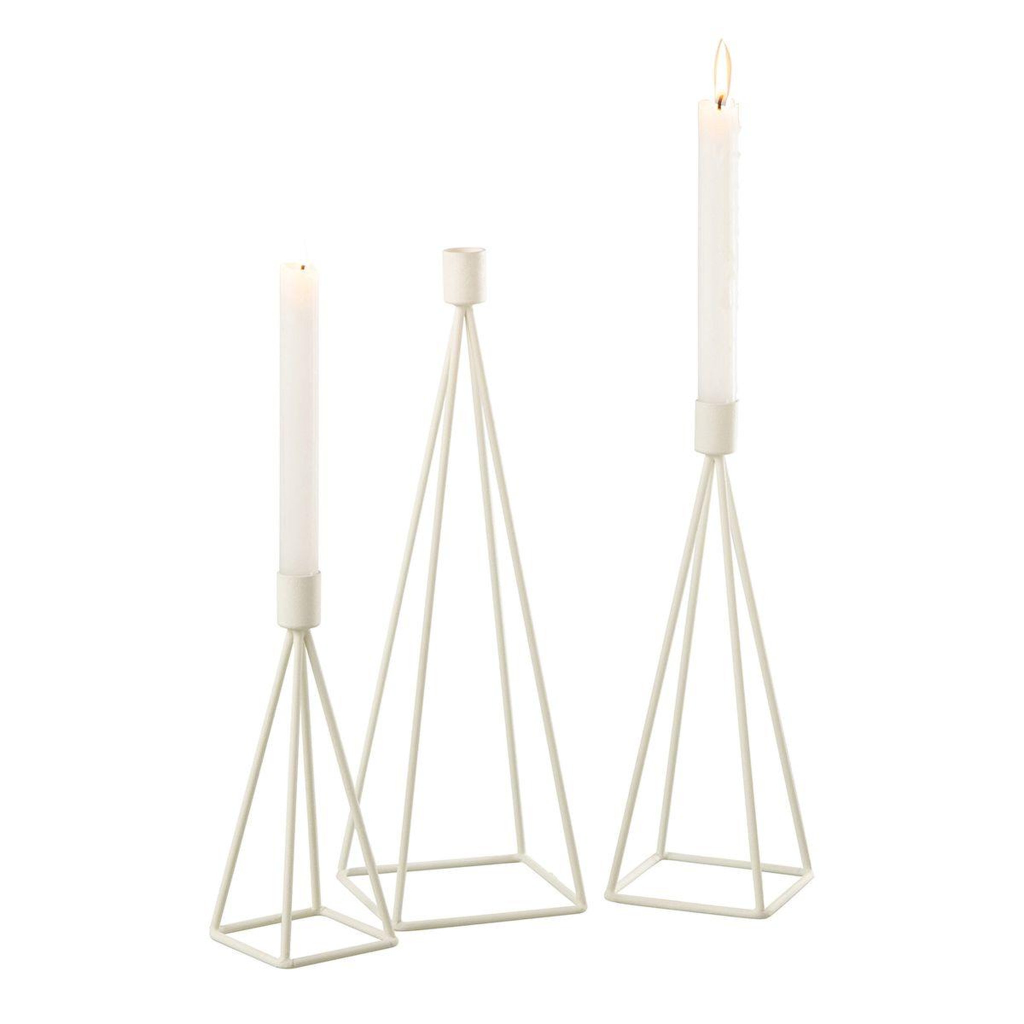 Voir la diapositive 2 : J-LINE Lot de 3 Chandeliers Design  Désiré  38cm Blanc