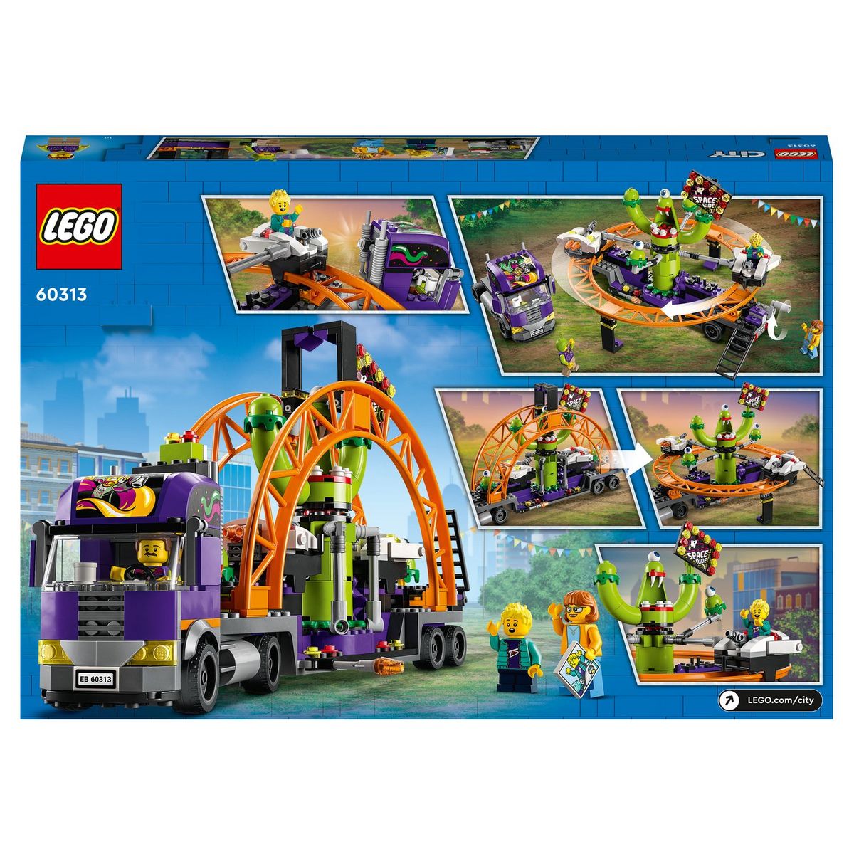 LEGO City 60313 Le Manège de l&rsquo;Espace sur son Camion, Remorque, Jouet sur l'Astronomie