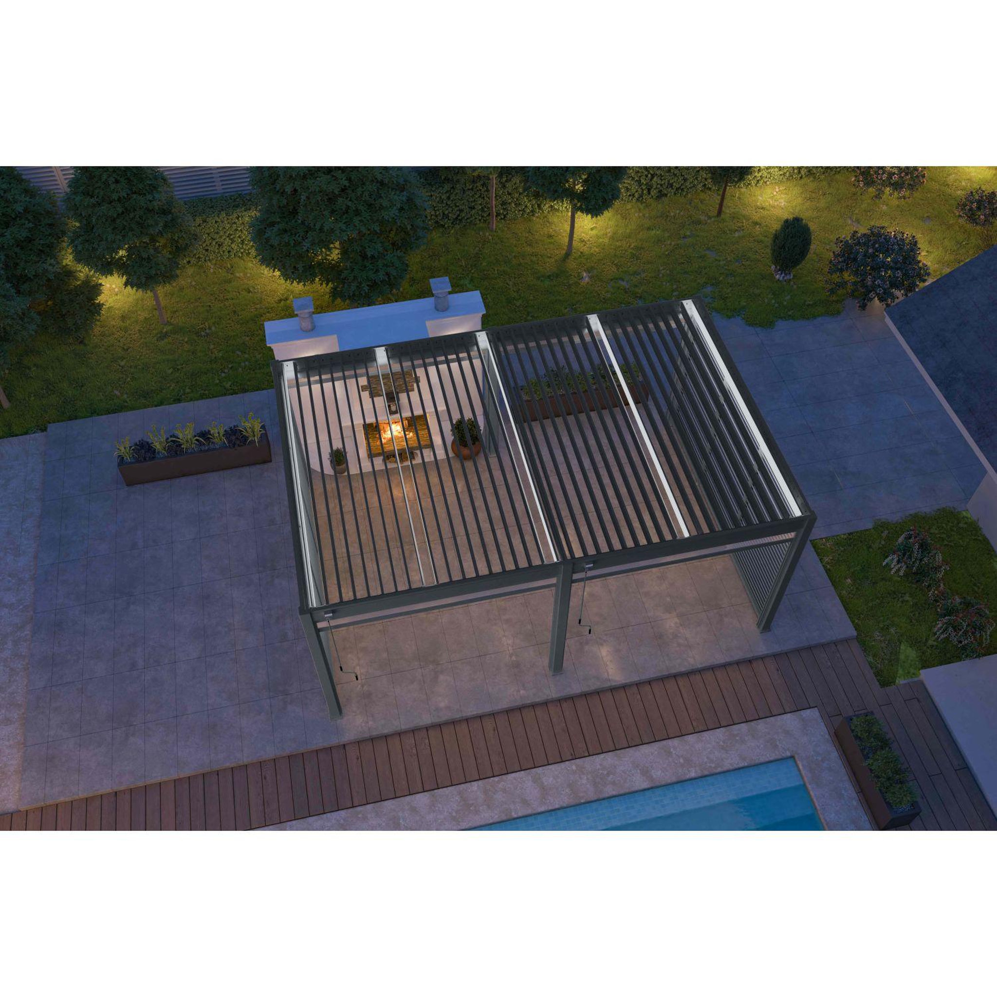 Voir la diapositive 8 : Pergola Bioclimatique autoportée 4x6 m - Aluminium - Anthracite - VS OmBREA®