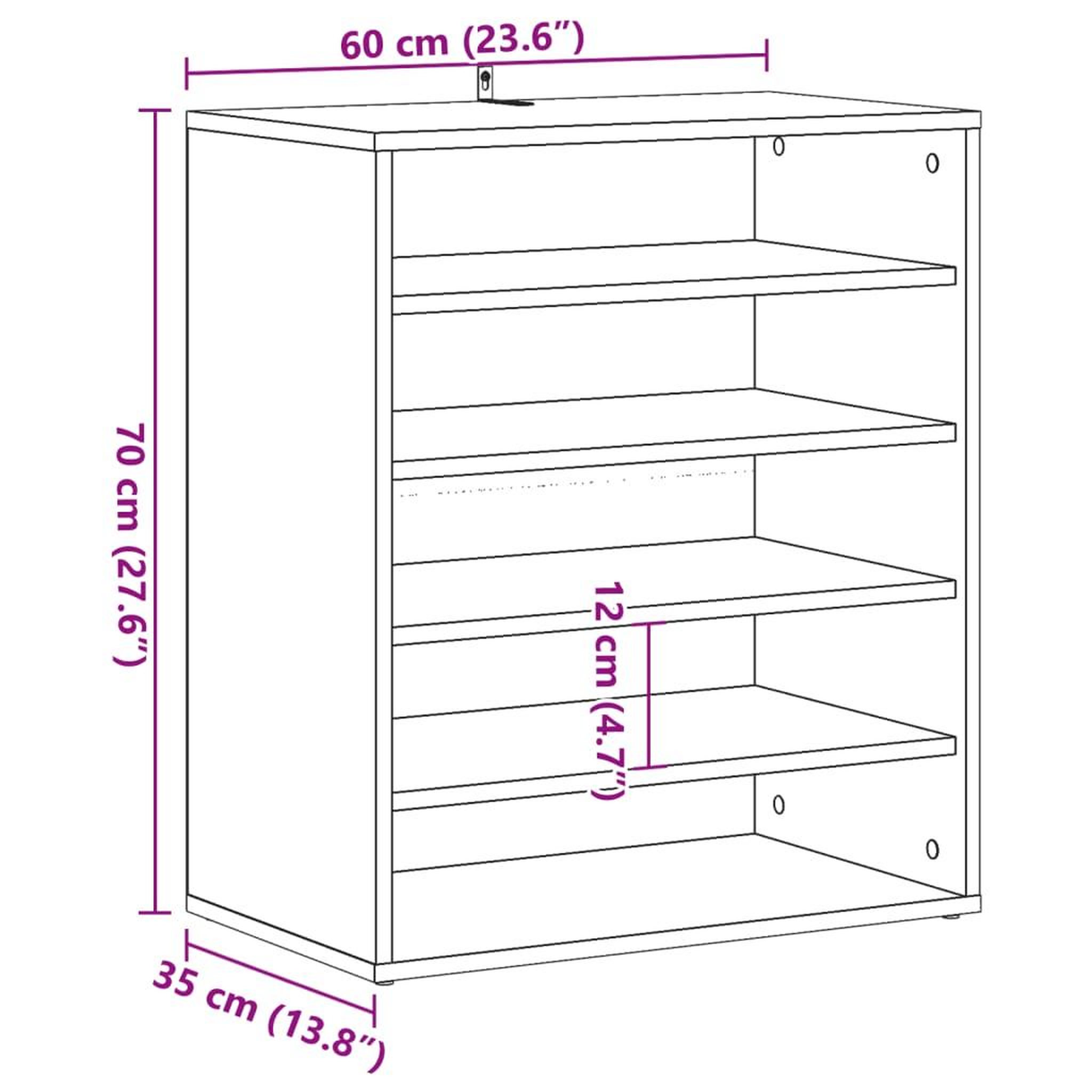 Voir la diapositive 6 : VIDAXL Armoire a chaussures vieux bois 60x35x70 cm bois d'ingenierie