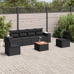 VIDAXL Salon de jardin 7 pcs avec coussins noir resine tressee