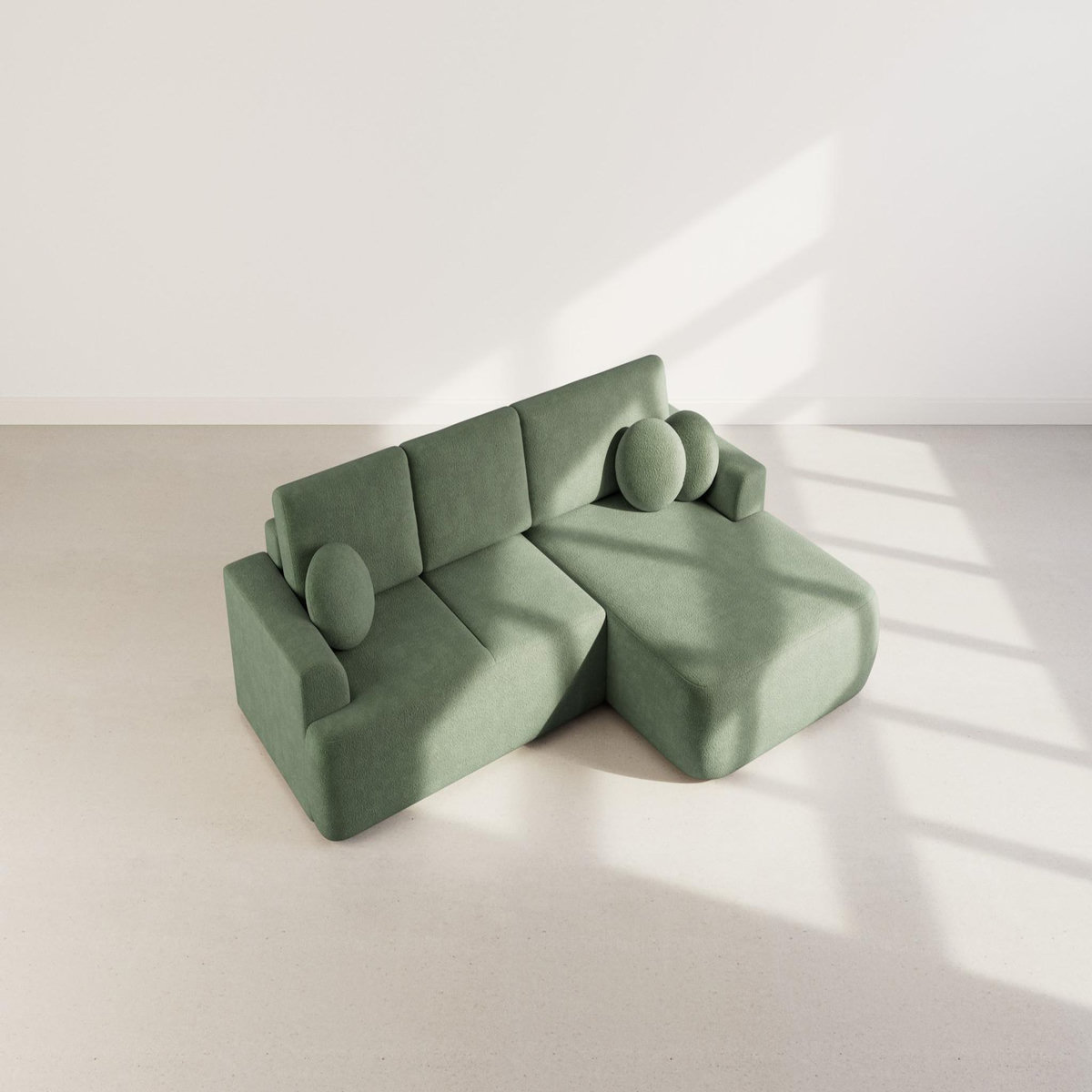 BEST MOBILIER Candela - canapé d'angle droit 4 places - convertible avec coffre - en tissu bouclette