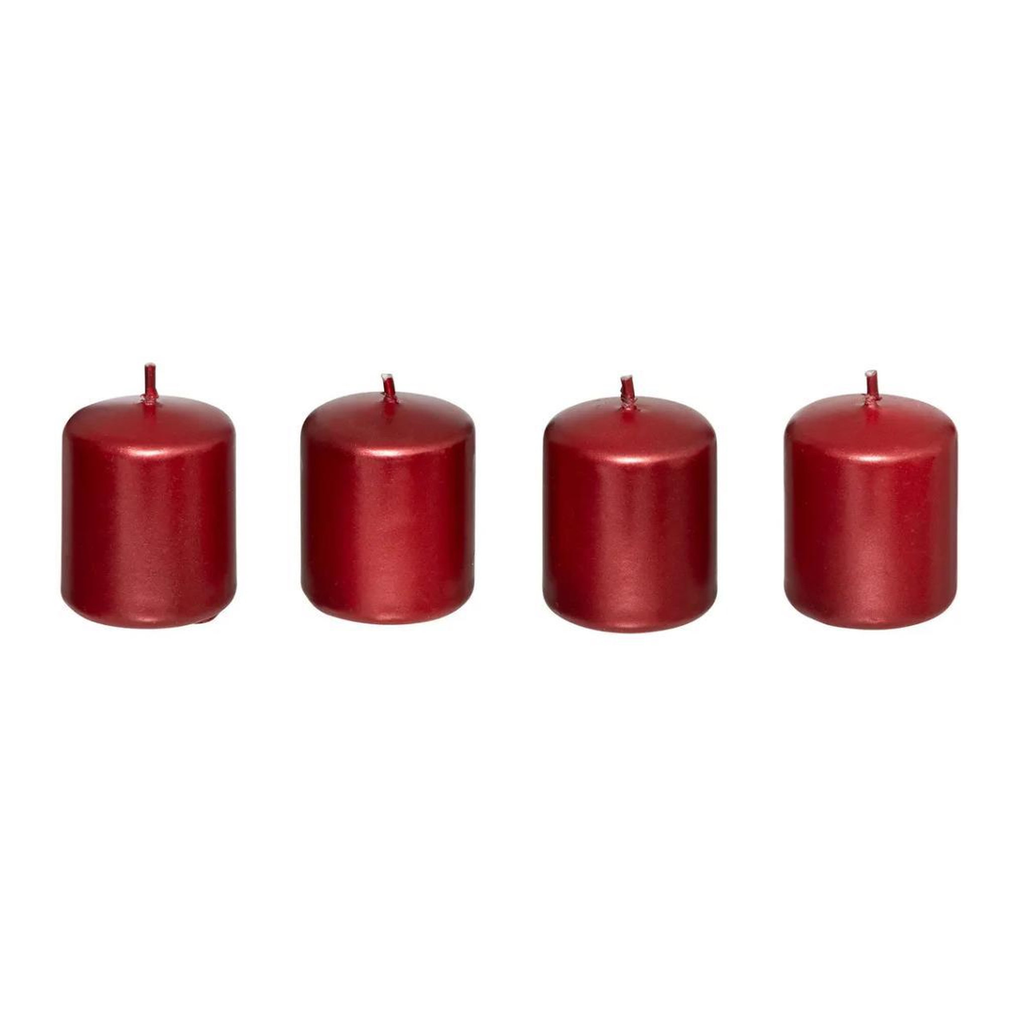 ATMOSPHERA Lot de 4 bougies déco  satin  4cm rouge