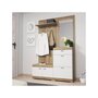 BEST MOBILIER Thea - meuble d'entrée - bois et blanc - 135 cm - style scandinave -