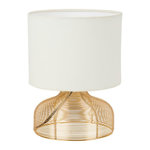 OSTARIA Lampe en métal doré avec abat-jour blanc