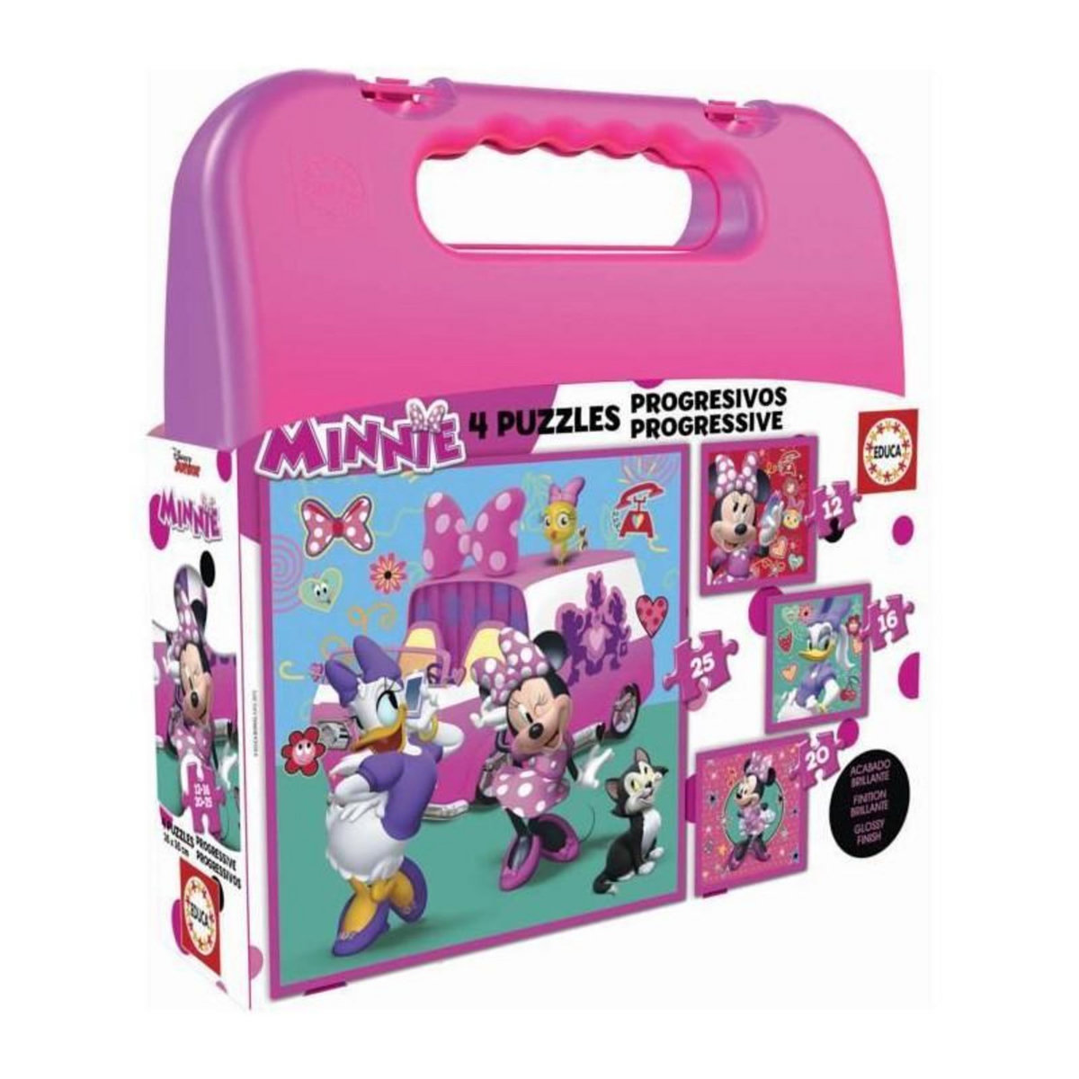 EDUCA MINNIE Malette Puzzles Progressifs Minnie + The Happy Helpers 12-16-20-25