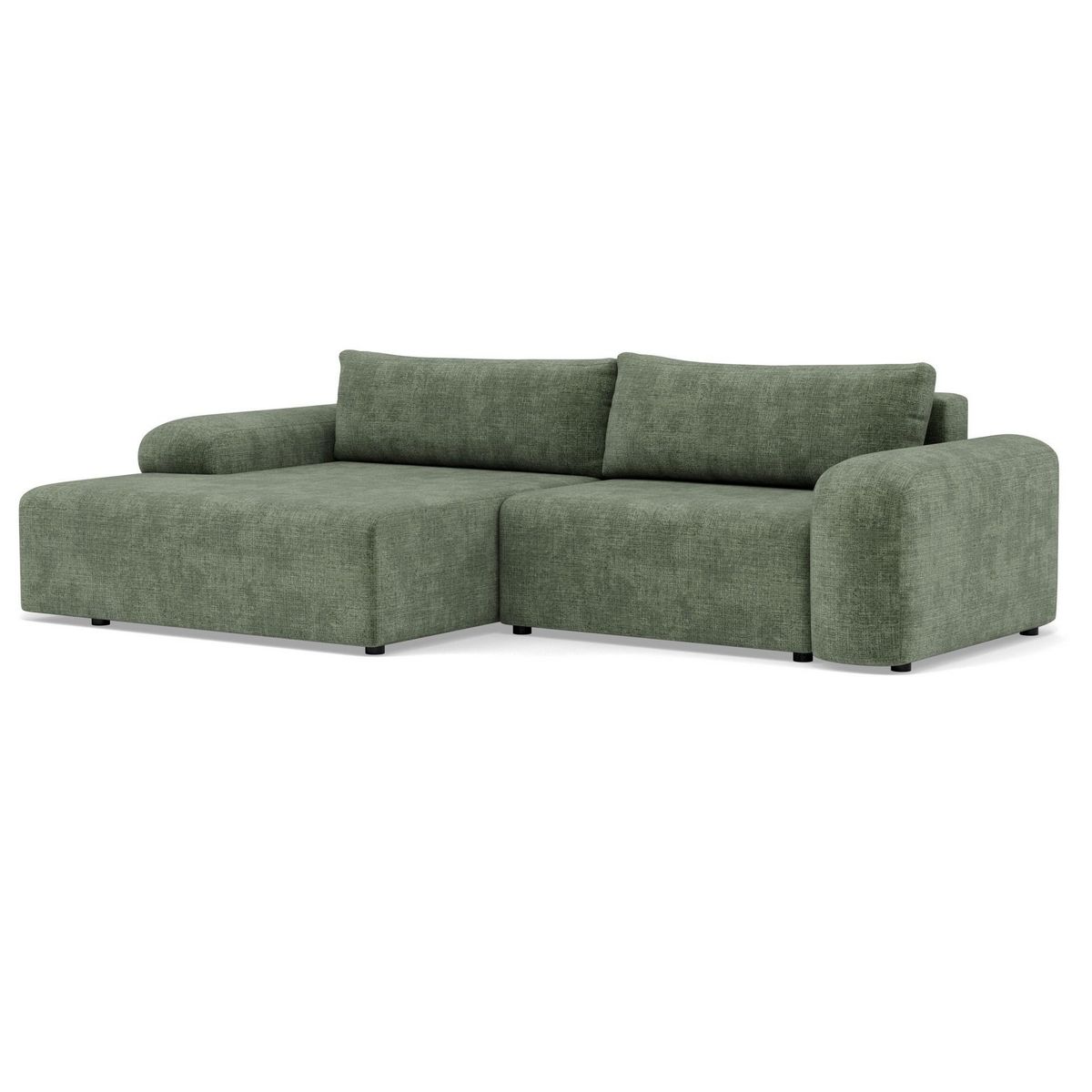 BEST MOBILIER Rebecca - canapé d'angle gauche 4 places convertible avec coffre en velours texturé