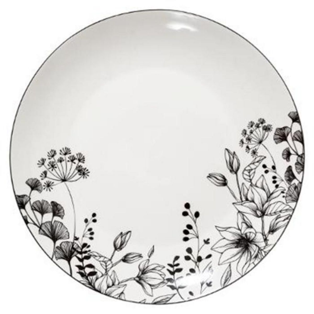 SECRET DE GOURMET Lot de 6 Assiettes Plates  White Floral  27cm Blanc
