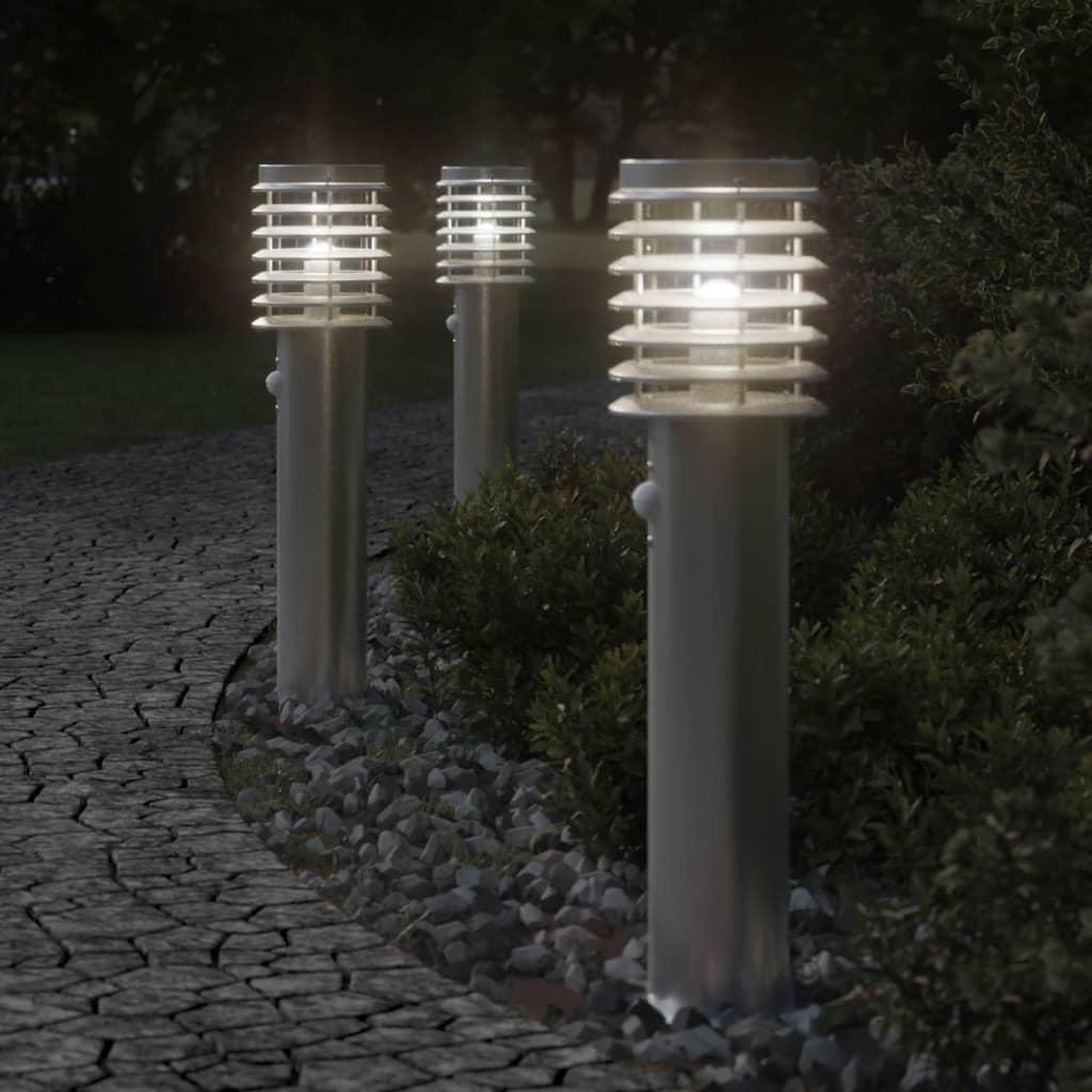 VIDAXL Lampadaire d'exterieur avec capteur argente acier inoxydable