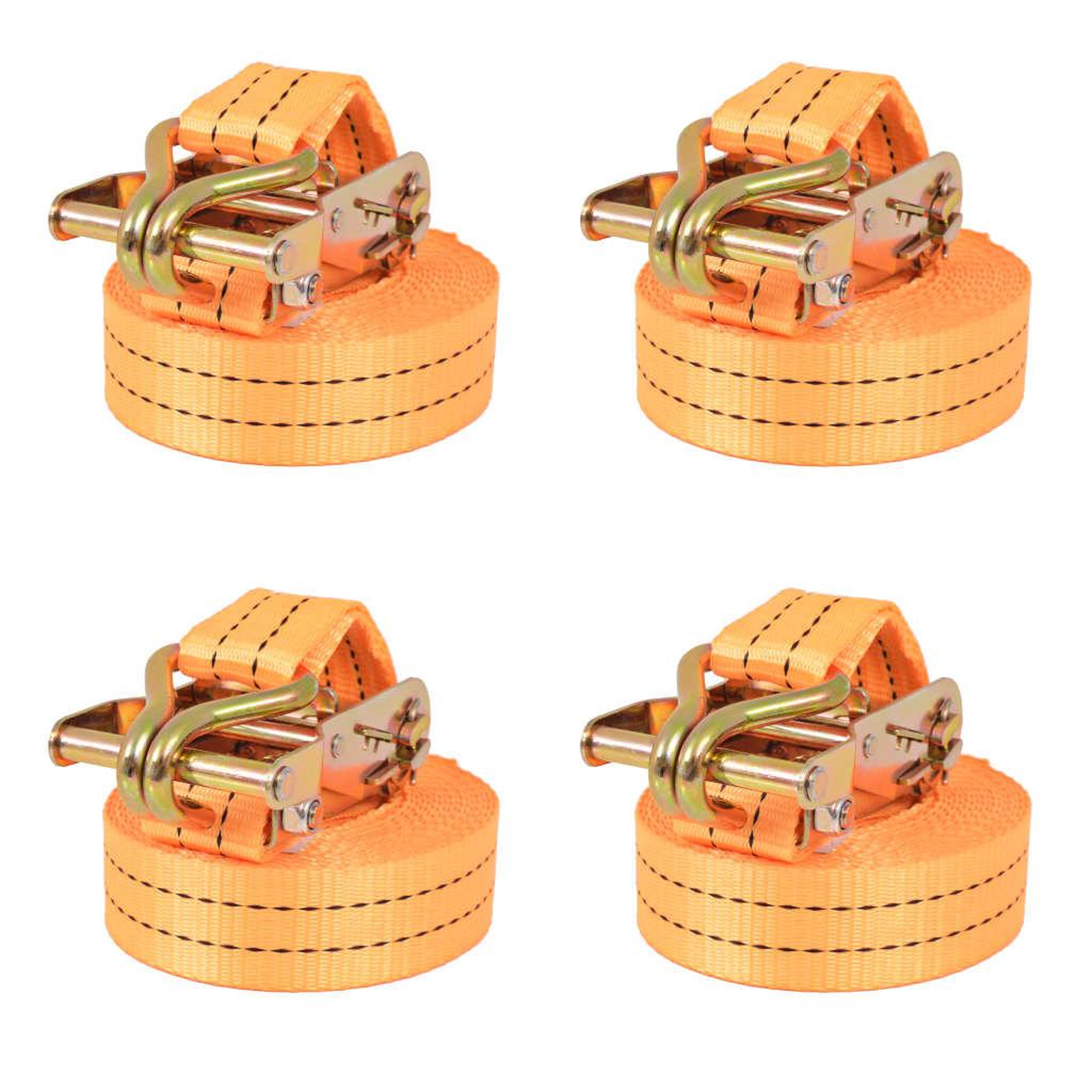 Voir la diapositive 1 : VIDAXL Sangle d'arrimage a cliquet 4 pcs 1 tonne 6 m x 38 mm Orange