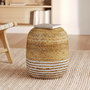 Voir la diapositive 2 : MAISON PAVANE Pouf rond en jute, fines rayures blanches D40 cm-Billy