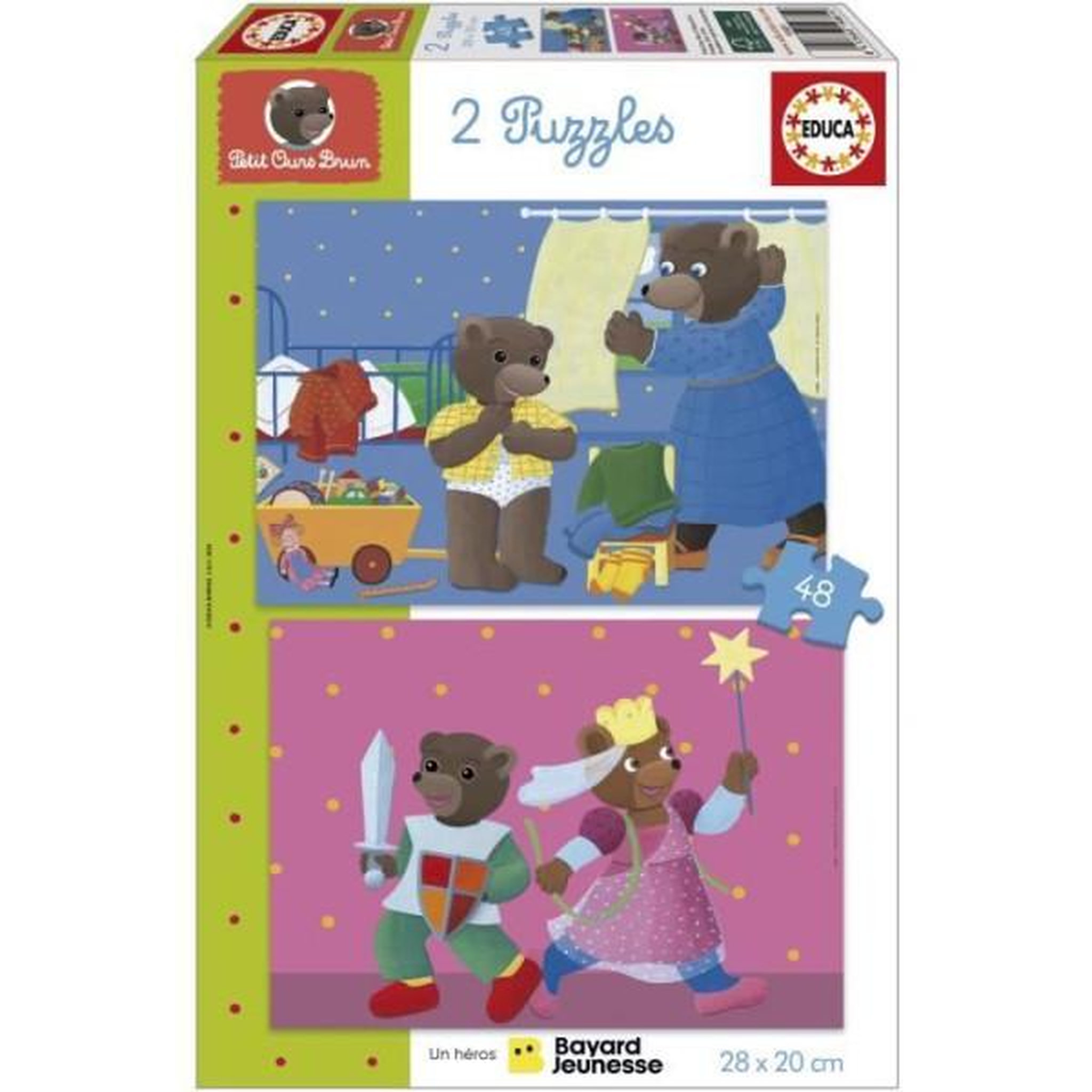 EDUCA Puzzle - EDUCA - Petit Ours Brun : Ensemble de 2 puzzles de 48 pieces pour enfants des 4 ans