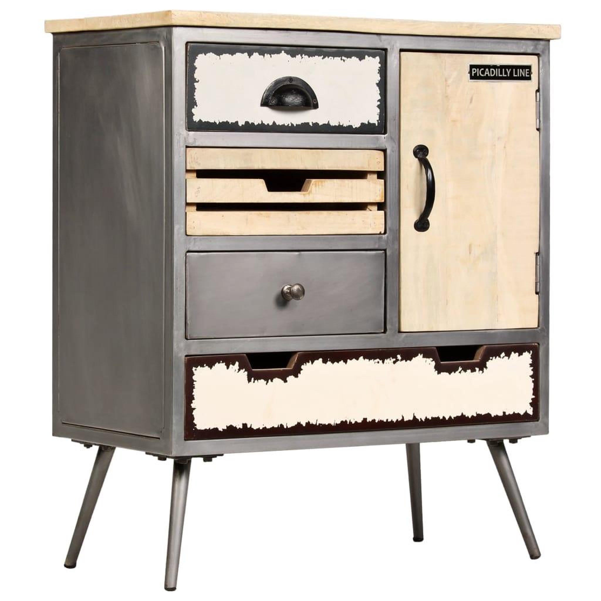 VIDAXL Buffet Bois de manguier massif et acier 65x33x76 cm