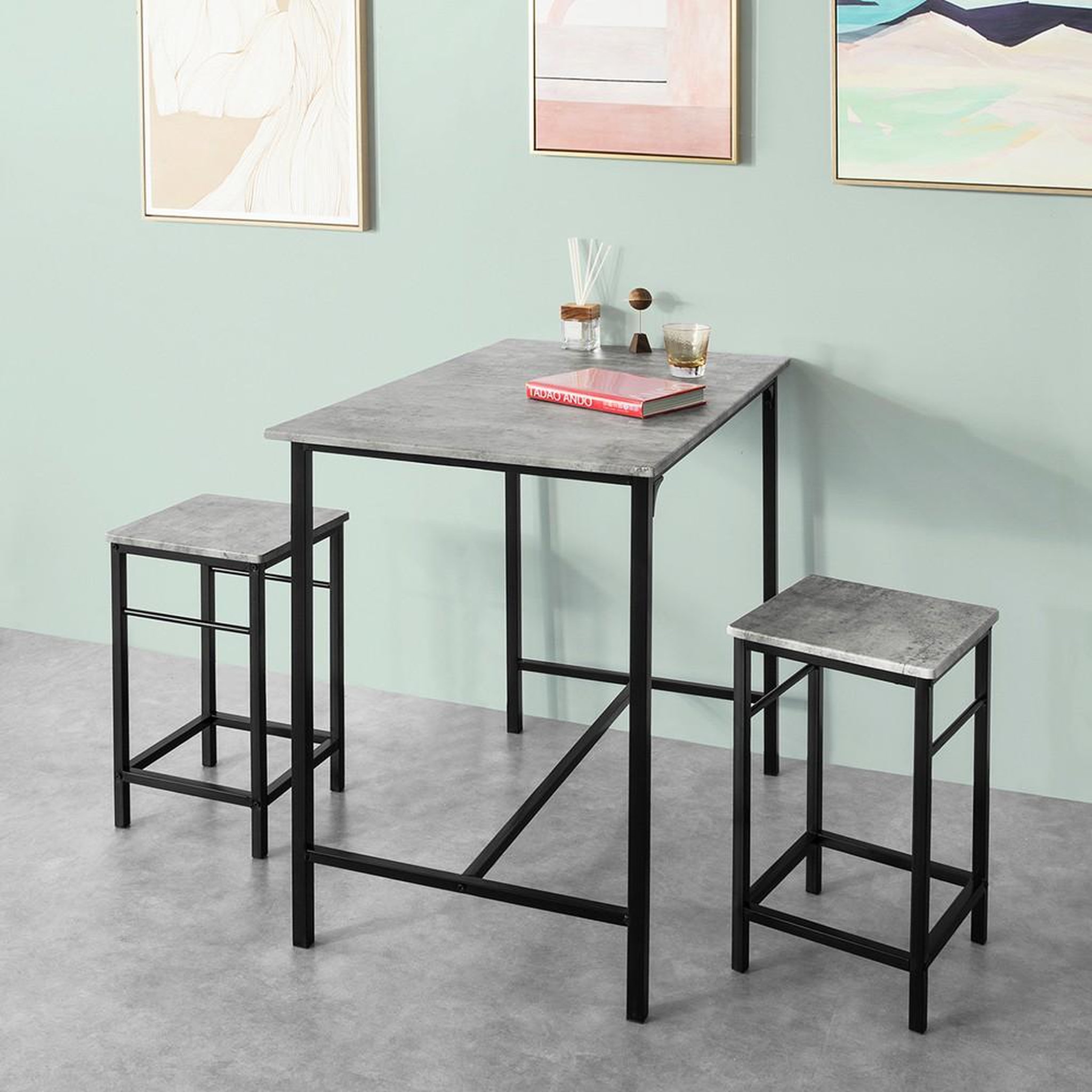 Voir la diapositive 2 : SOBUY SoBuy - Ensemble Table Et 4 Tabourets - Industriel - OGT11