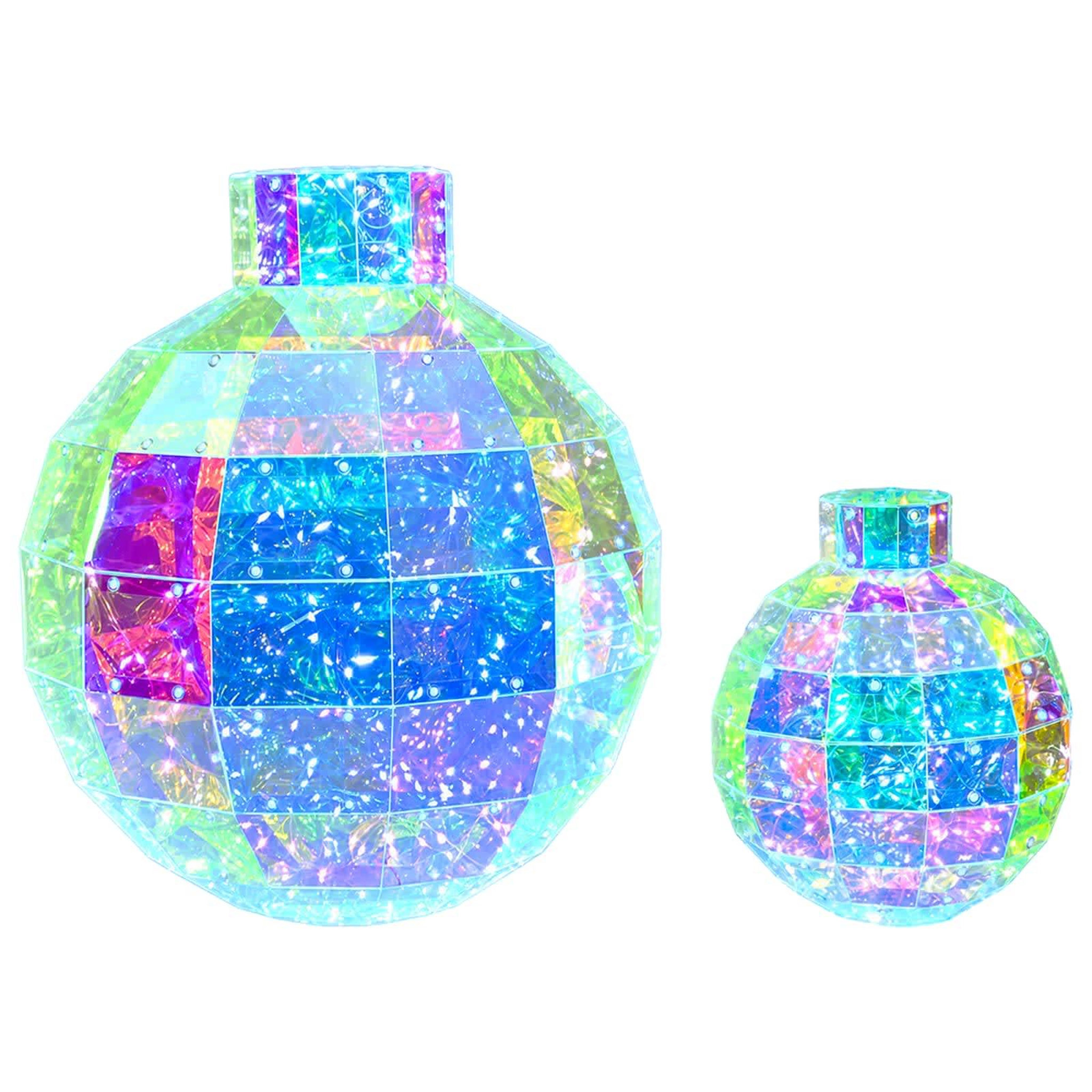VIDAXL Boule de Noël LED prismatique et iridescente 2 pc Multicolore