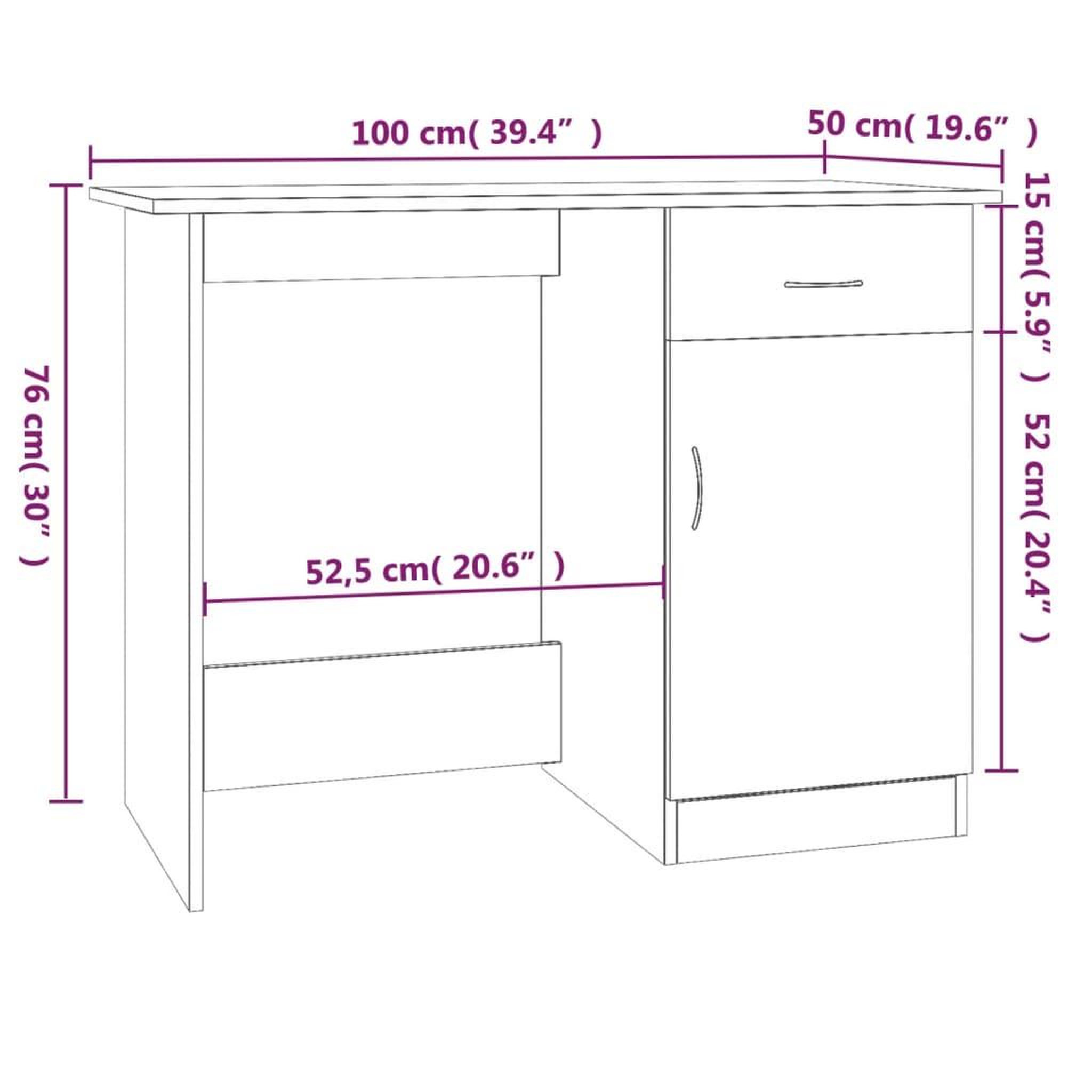 Voir la diapositive 6 : VIDAXL Bureau Chene marron 100x50x76 cm Bois d'ingenierie