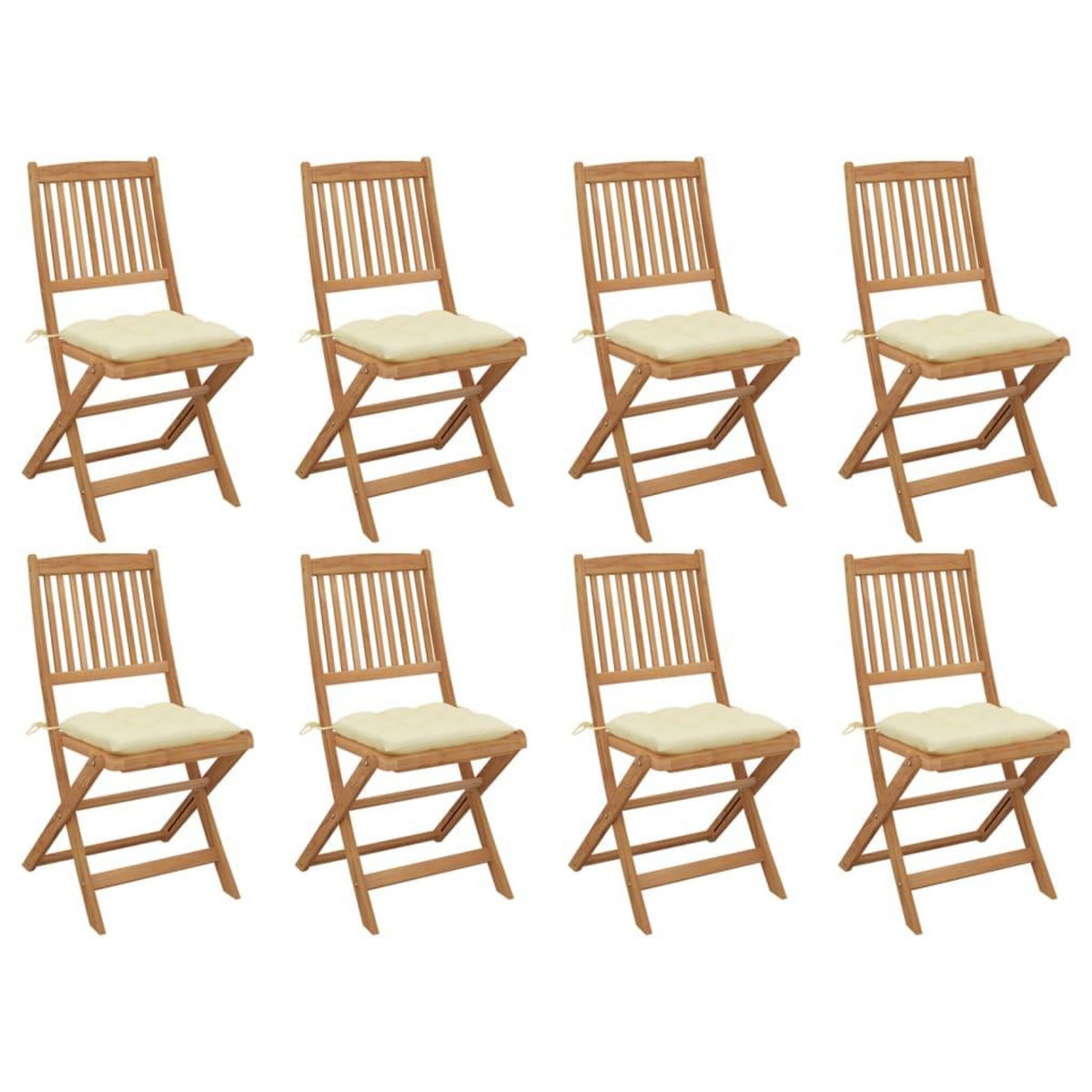 VIDAXL Chaises pliables d'exterieur et coussins lot de 8 Bois d'acacia